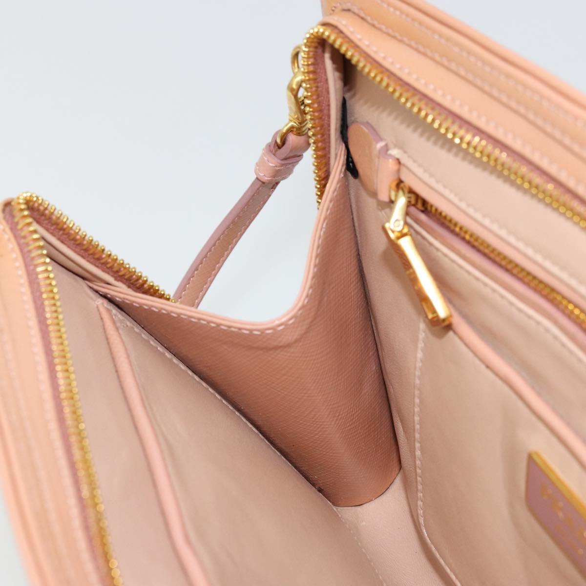 PRADA Shoulder Bag Patent leather Pink Gold Auth am11436