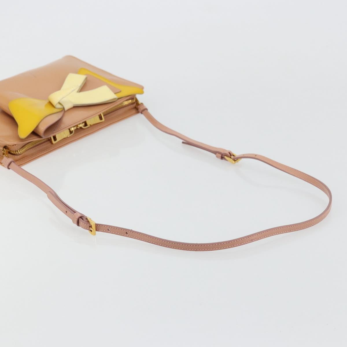 PRADA Shoulder Bag Patent leather Pink Gold Auth am11436