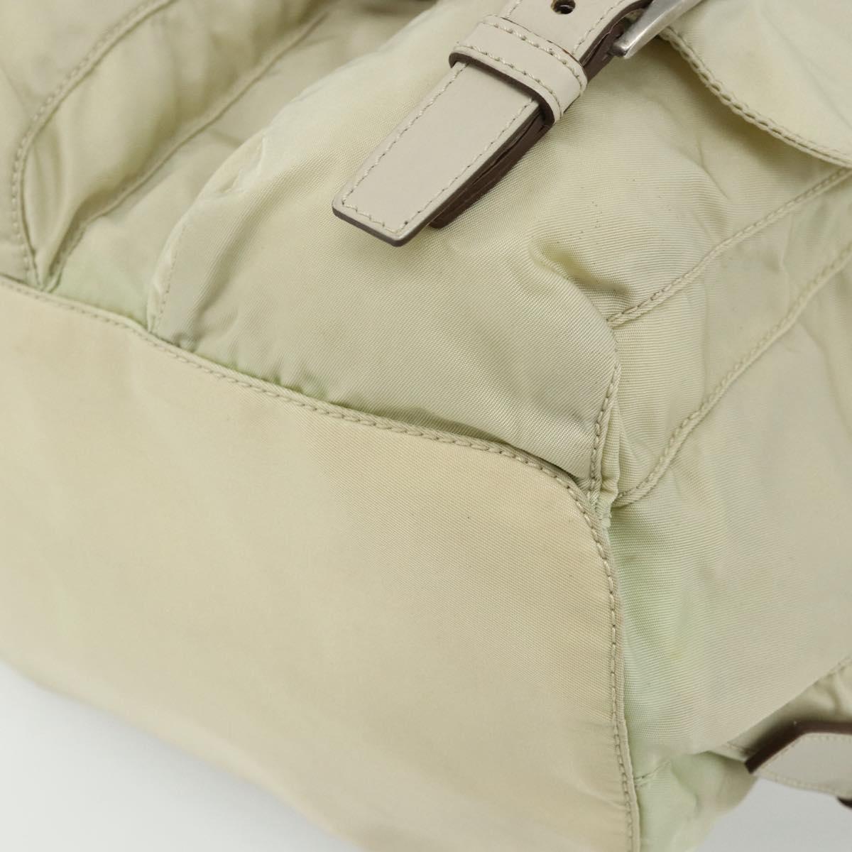 PRADA Backpack Nylon Ivory Silver Auth am11437