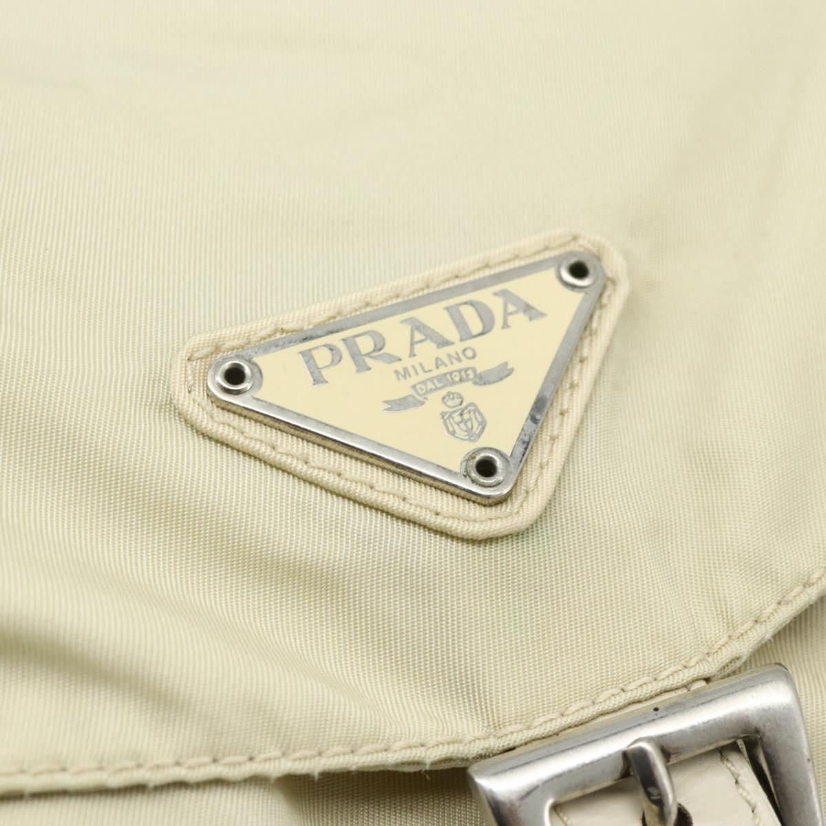 PRADA Backpack Nylon Ivory Silver Auth am11437
