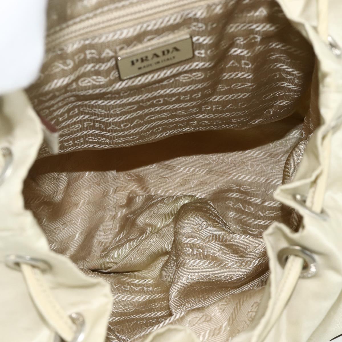 PRADA Backpack Nylon Ivory Silver Auth am11437