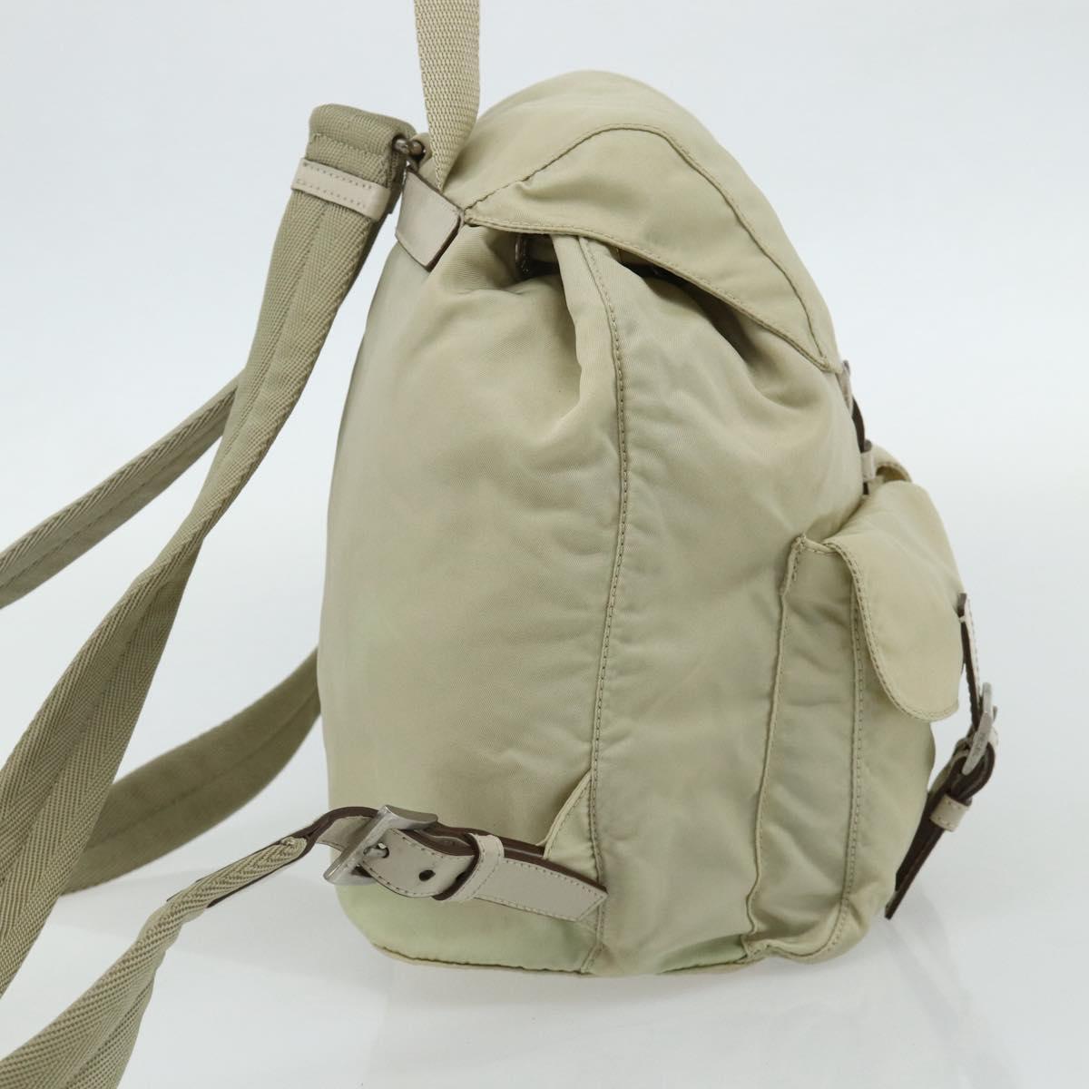 PRADA Backpack Nylon Ivory Silver Auth am11437