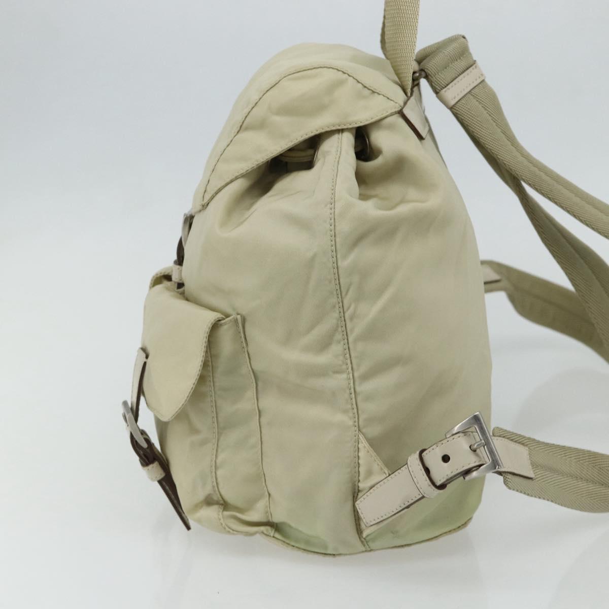 PRADA Backpack Nylon Ivory Silver Auth am11437