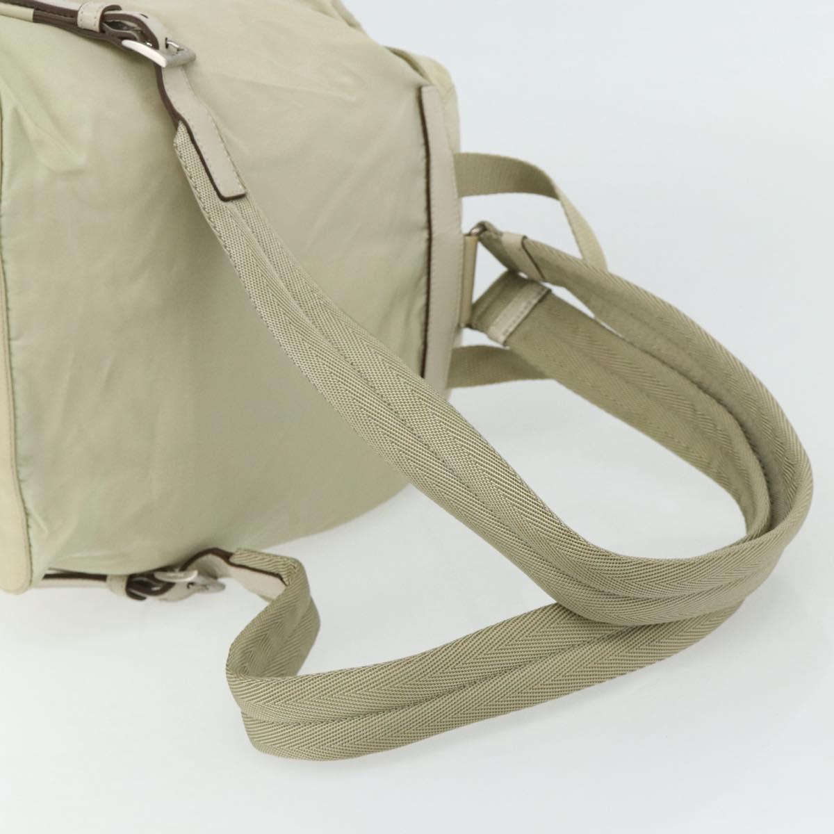 PRADA Backpack Nylon Ivory Silver Auth am11437
