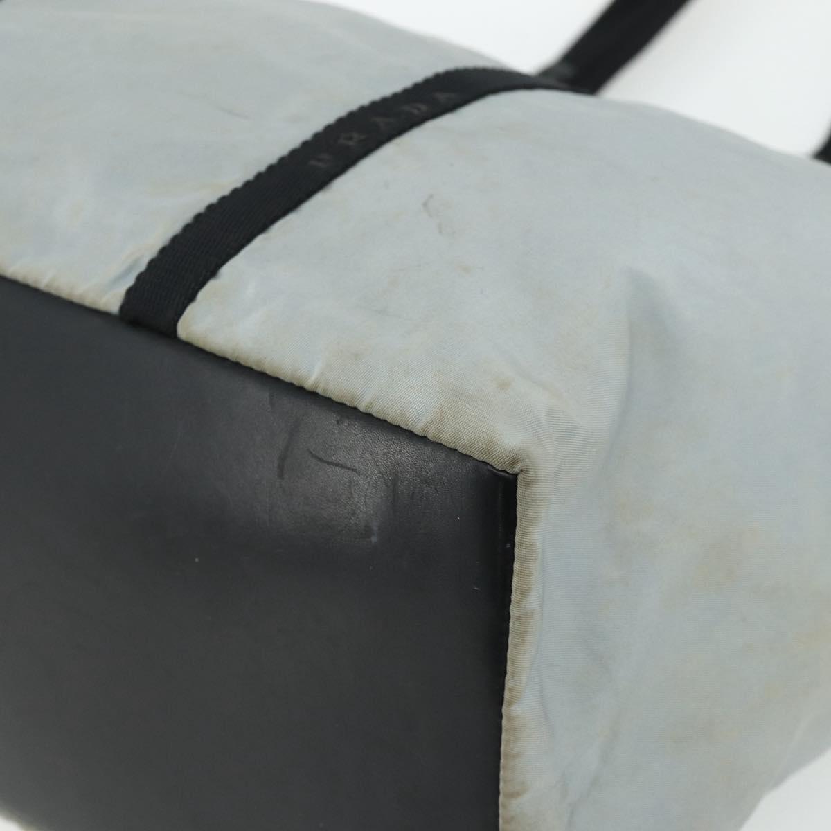 PRADA Old Tote Bag Nylon Light Blue Silver Auth am11438