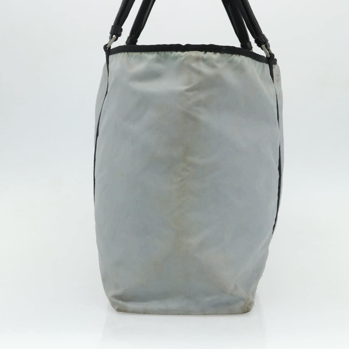 PRADA Old Tote Bag Nylon Light Blue Silver Auth am11438
