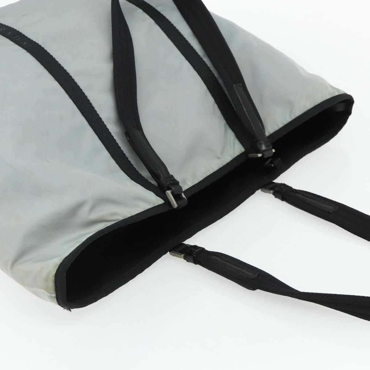 PRADA Old Tote Bag Nylon Light Blue Silver Auth am11438