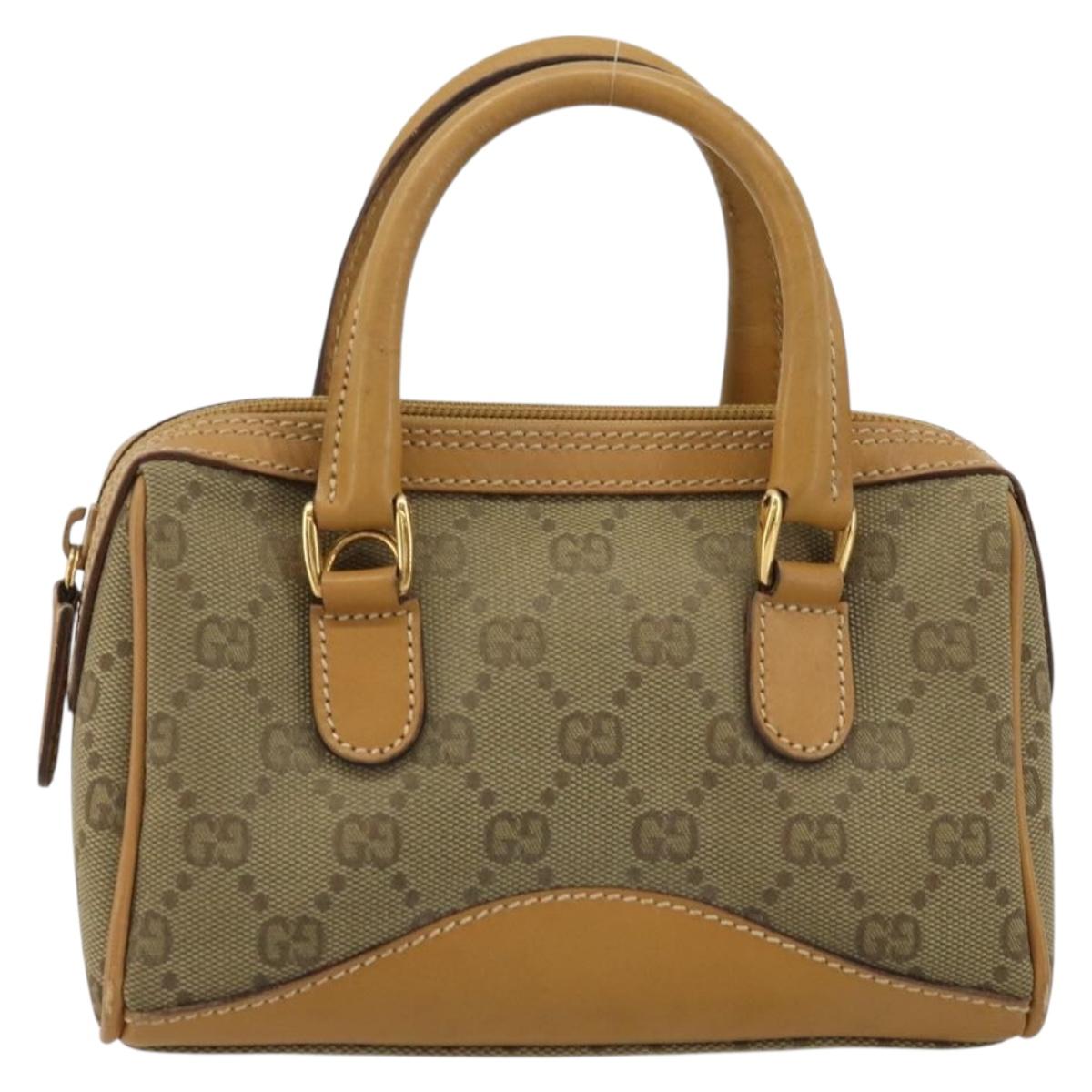 GUCCI GG Canvas Mini Hand Bag Beige Gold Auth am11440