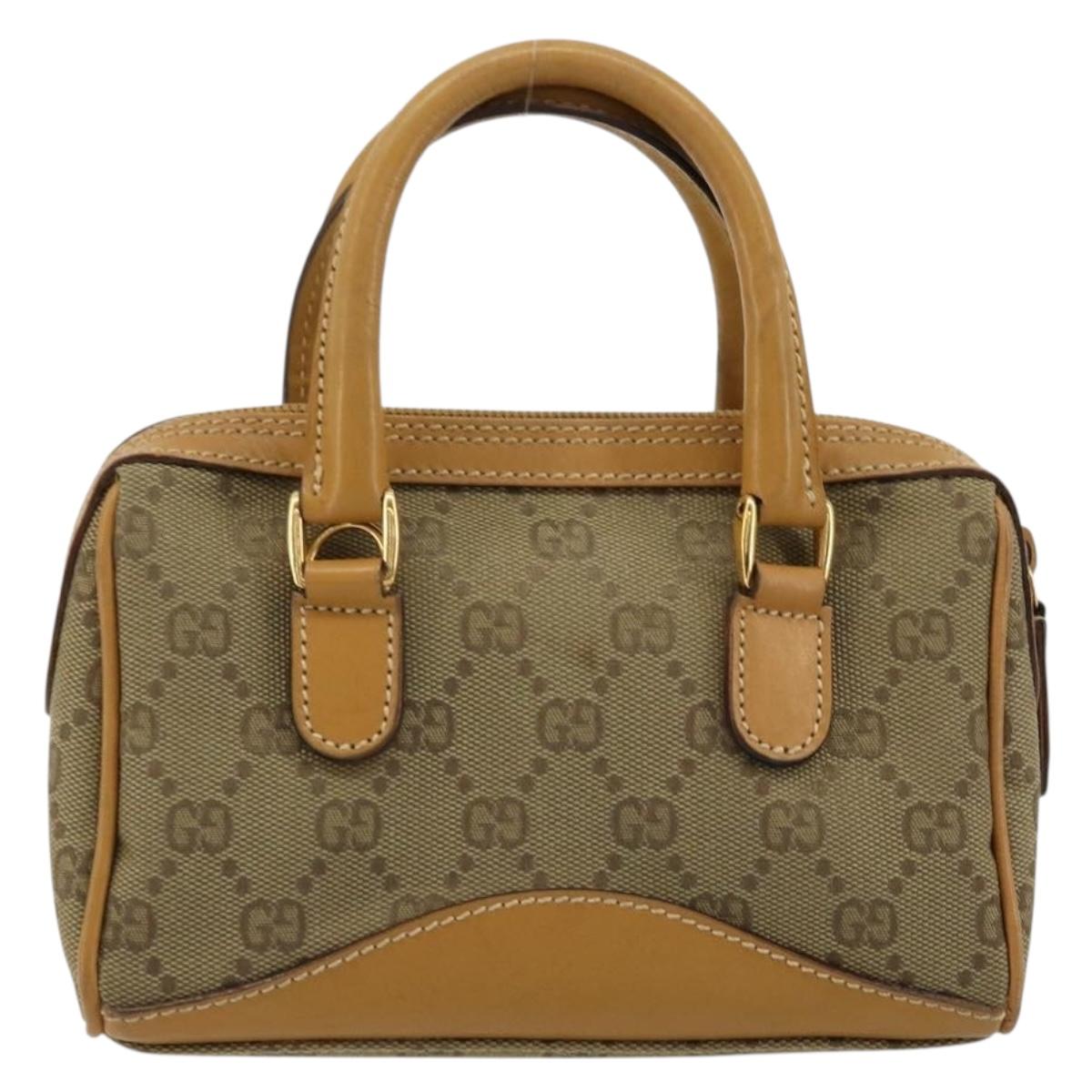 GUCCI GG Canvas Mini Hand Bag Beige Gold Auth am11440