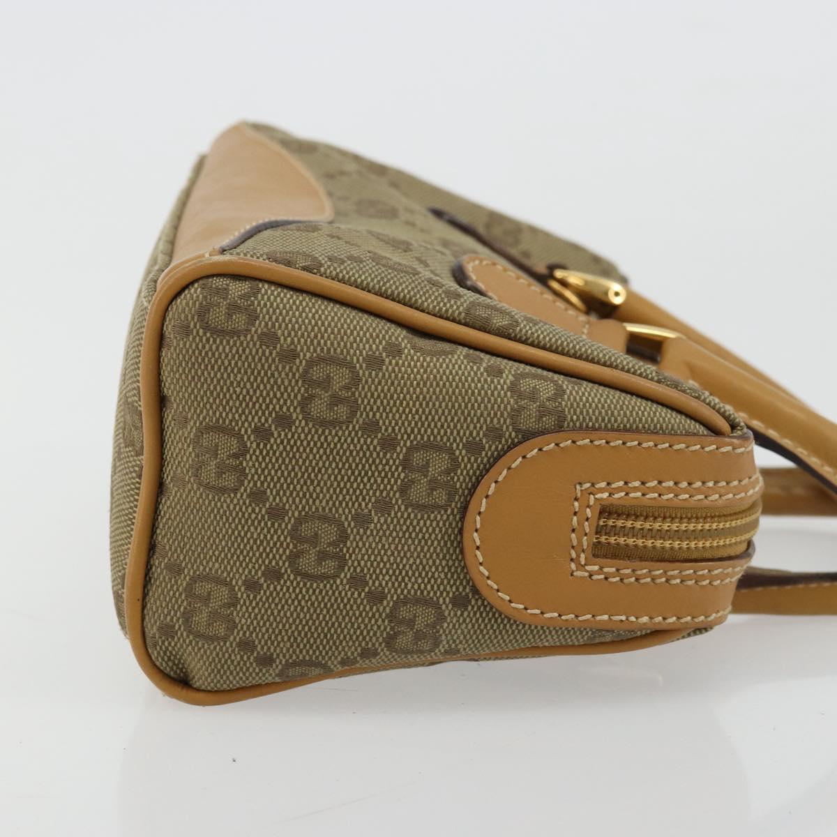 GUCCI GG Canvas Mini Hand Bag Beige Gold Auth am11440