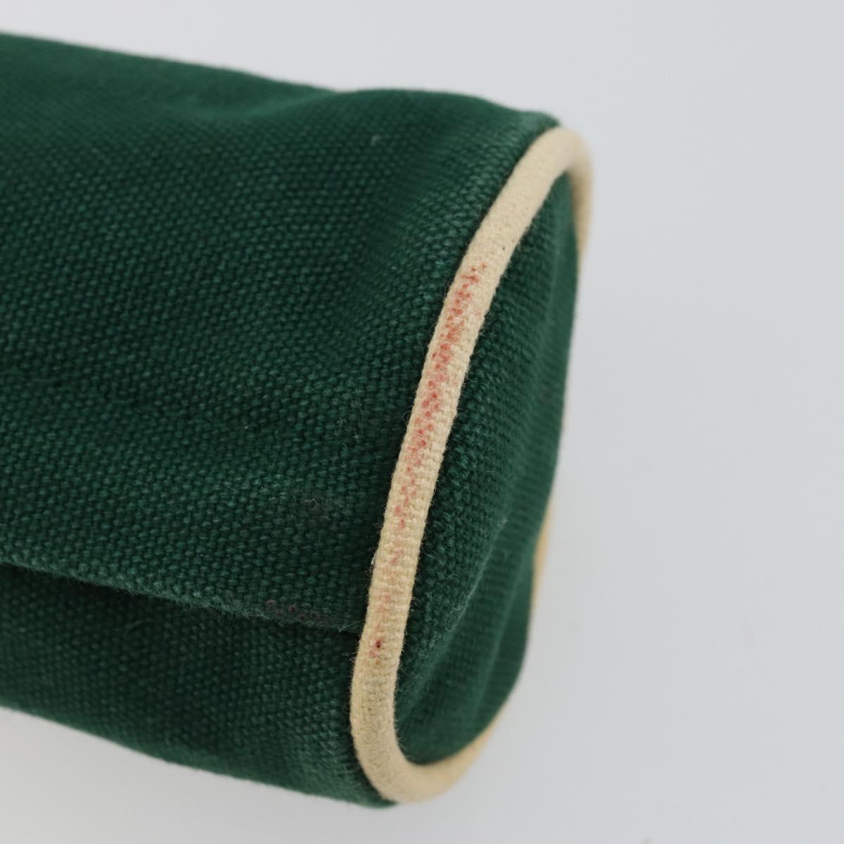 HERMES EAU D'ORANGE VERTE Pouch Canvas Green Silver Auth am11446A