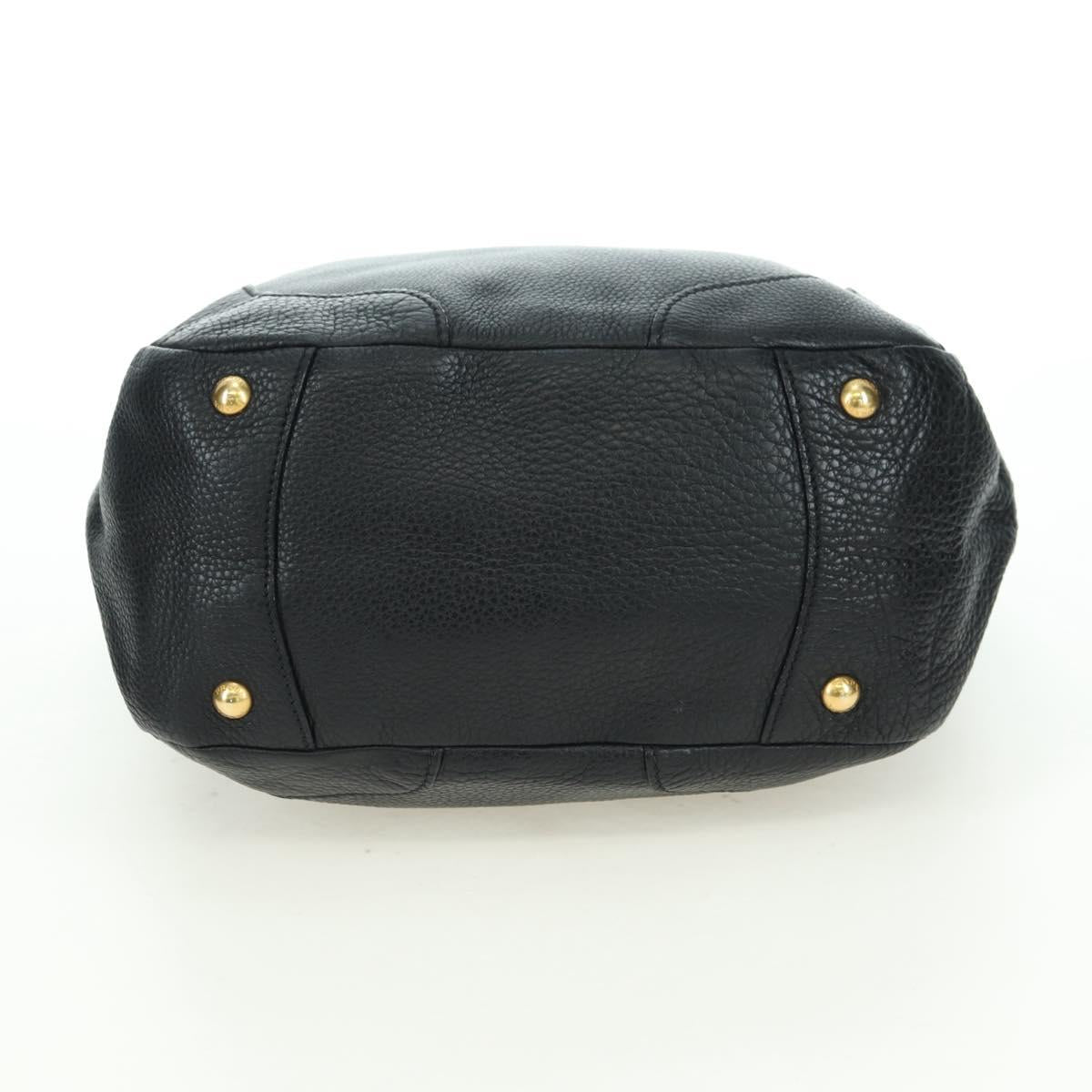 PRADA Tote Bag Leather Black Gold BR3847 Auth am11447V
