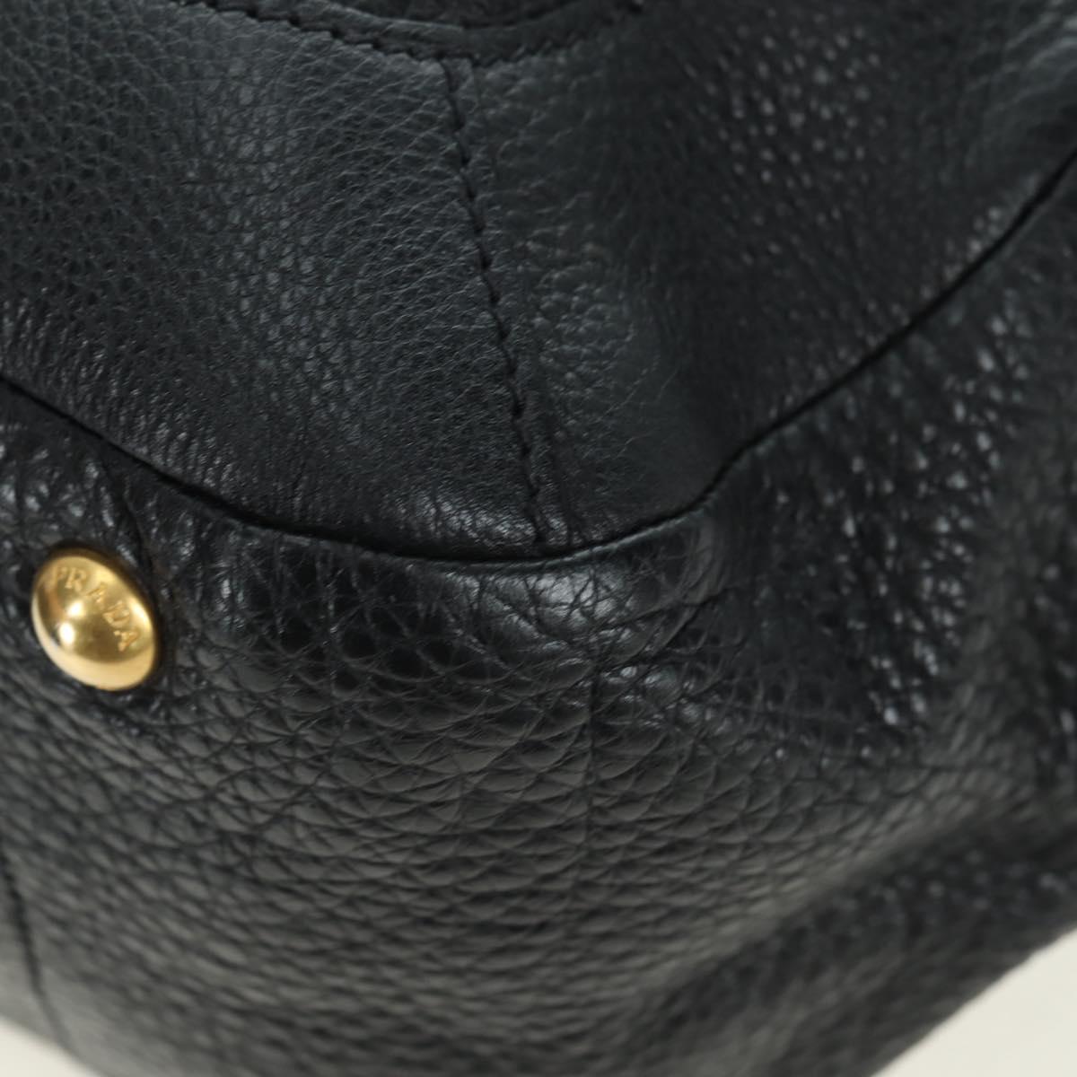 PRADA Tote Bag Leather Black Gold BR3847 Auth am11447V
