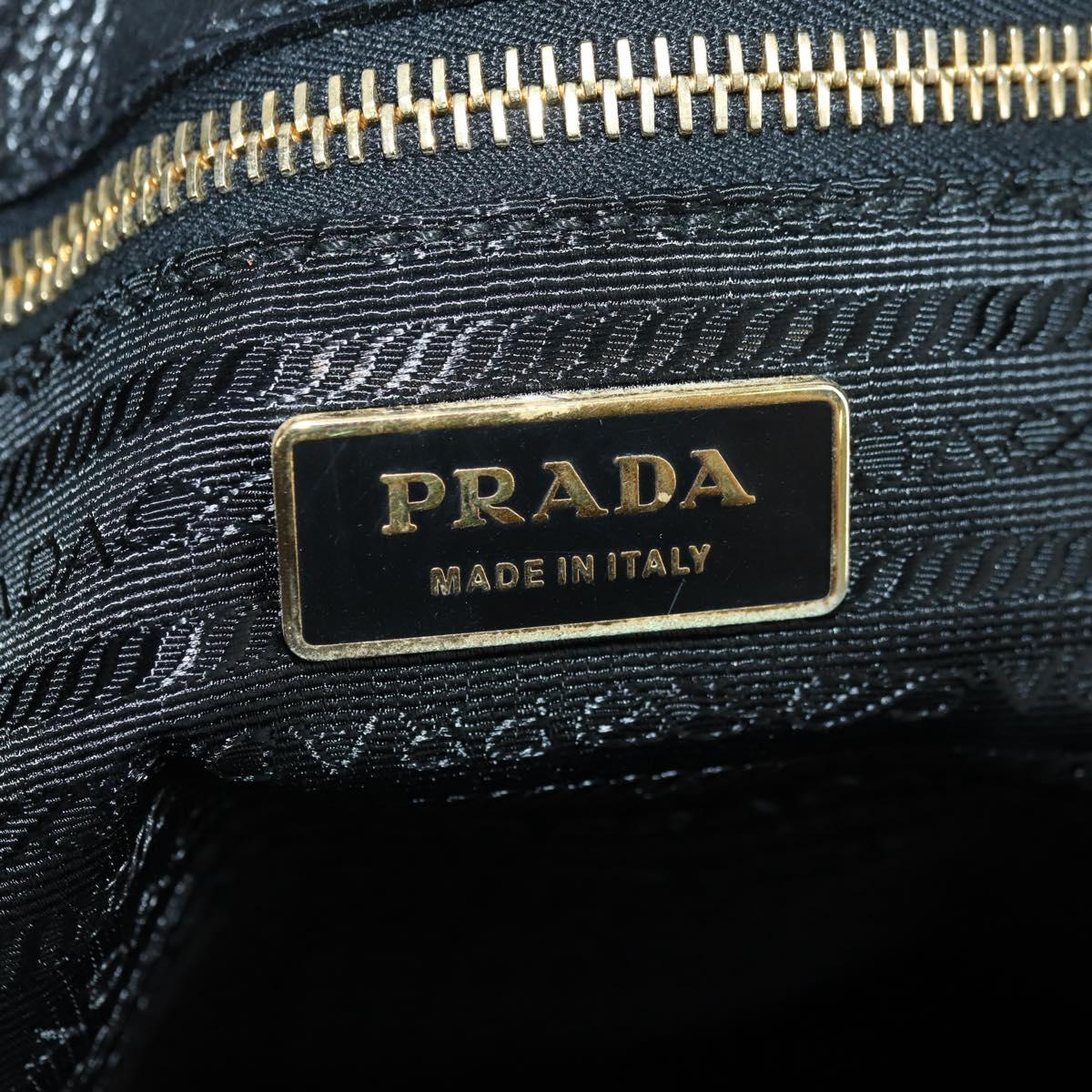 PRADA Tote Bag Leather Black Gold BR3847 Auth am11447V