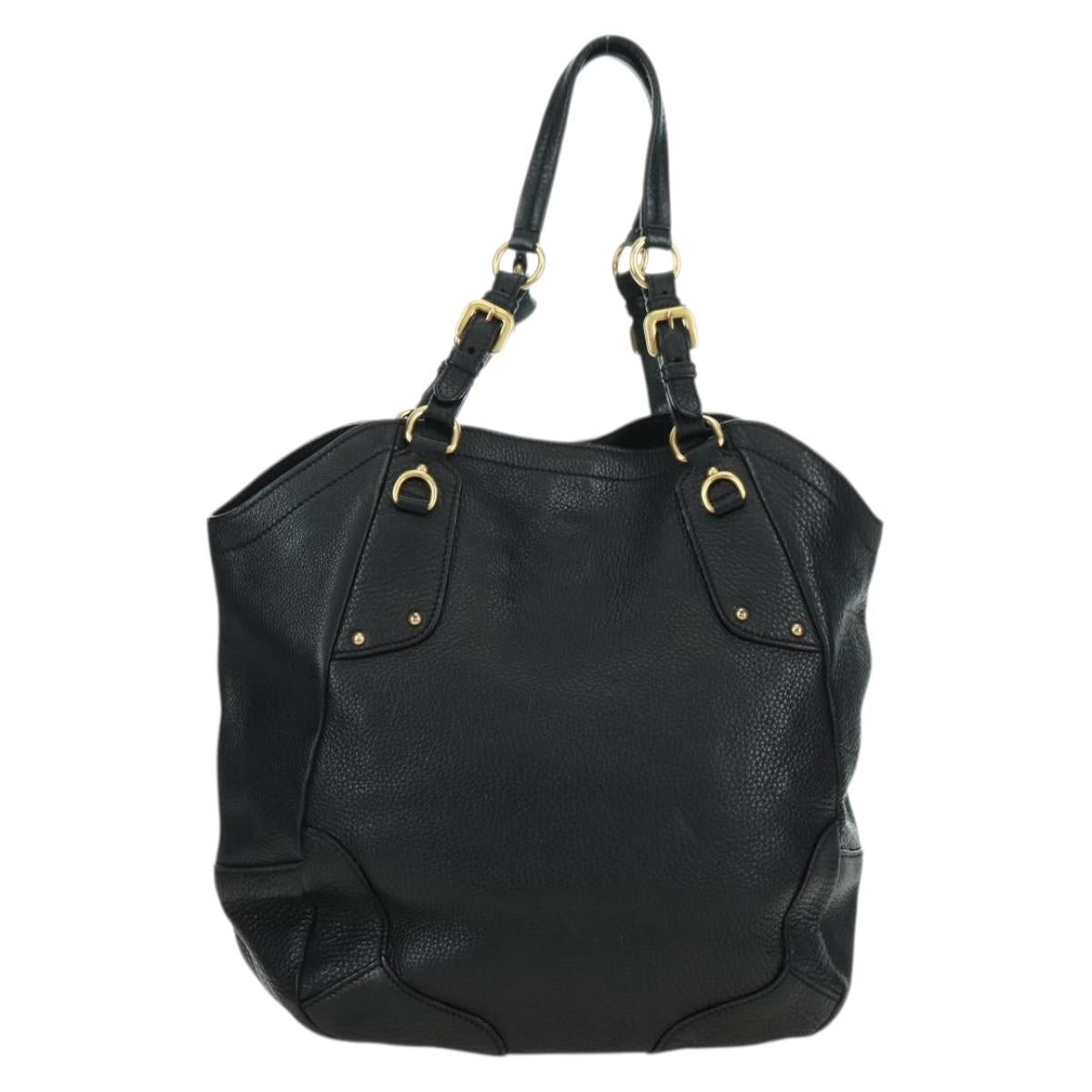 PRADA Tote Bag Leather Black Gold BR3847 Auth am11447V
