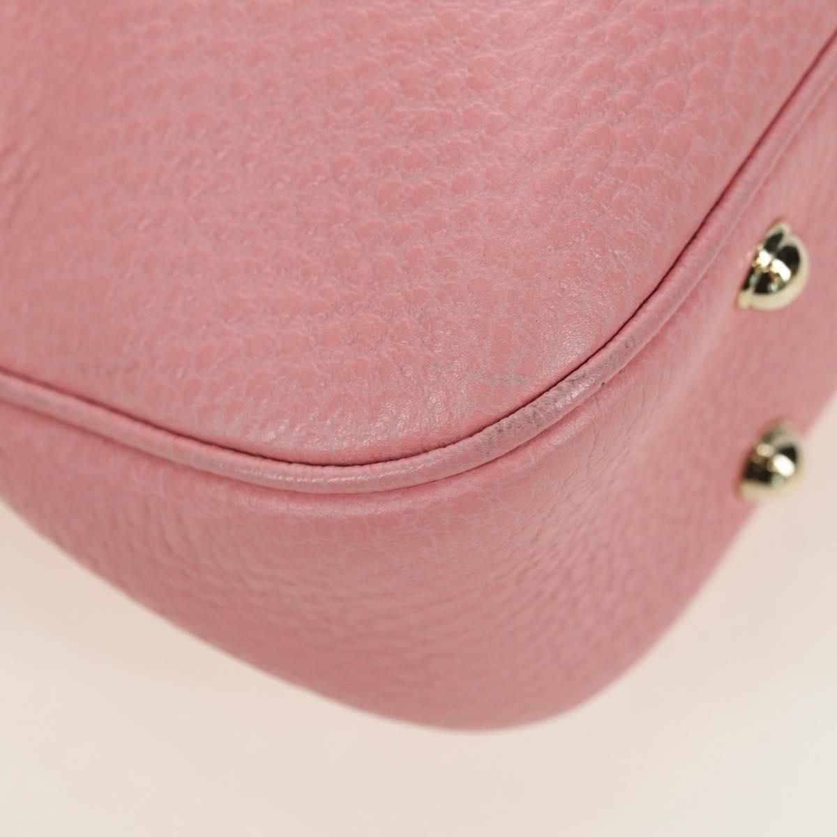 GUCCI Bamboo Studs Shoulder Bag Leather Pink Gold 137378 Auth am11450V
