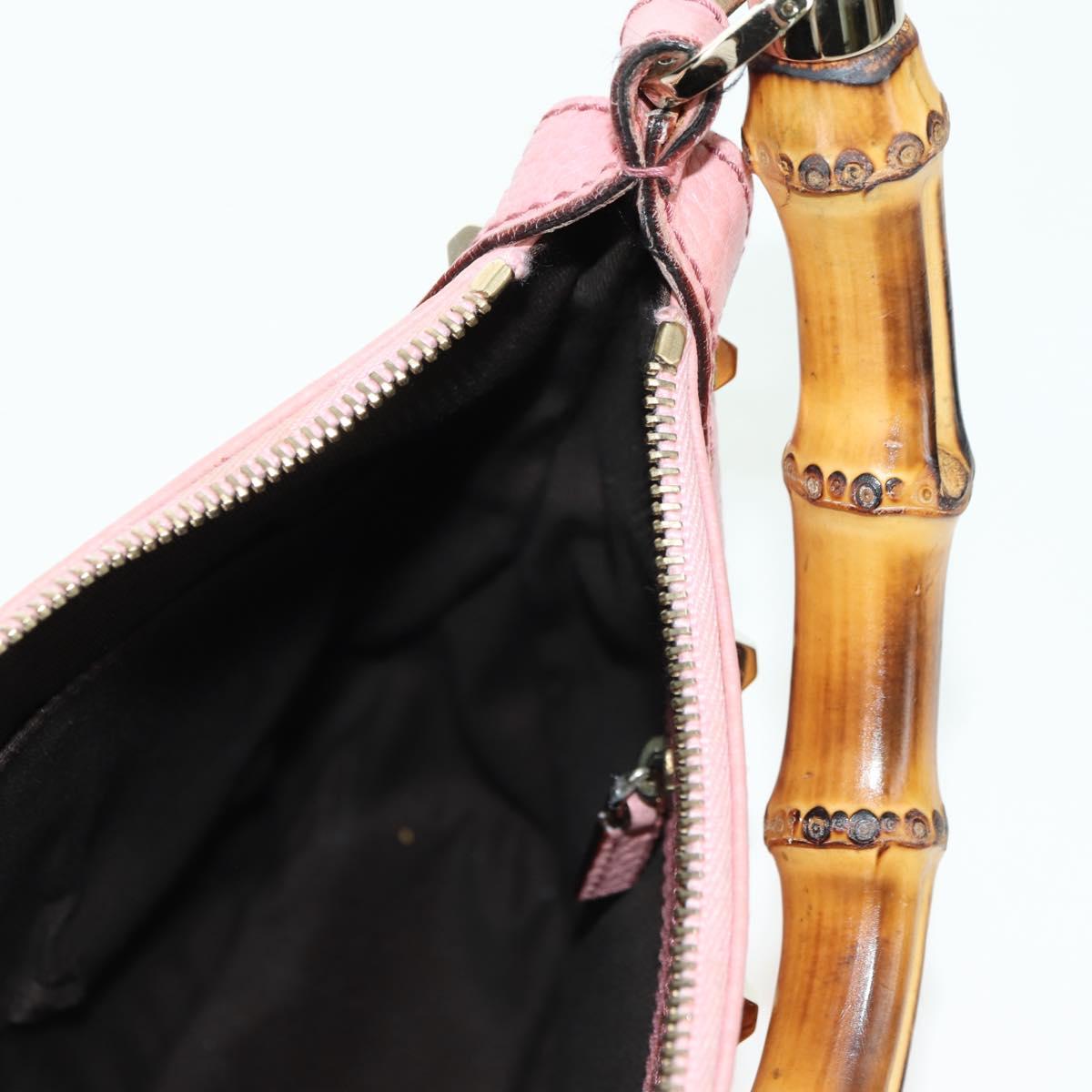 GUCCI Bamboo Studs Shoulder Bag Leather Pink Gold 137378 Auth am11450V