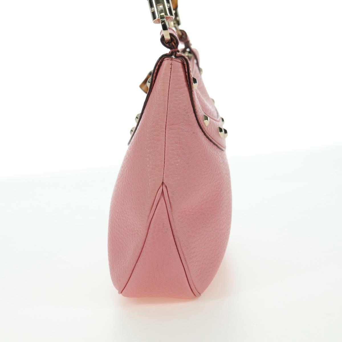 GUCCI Bamboo Studs Shoulder Bag Leather Pink Gold 137378 Auth am11450V