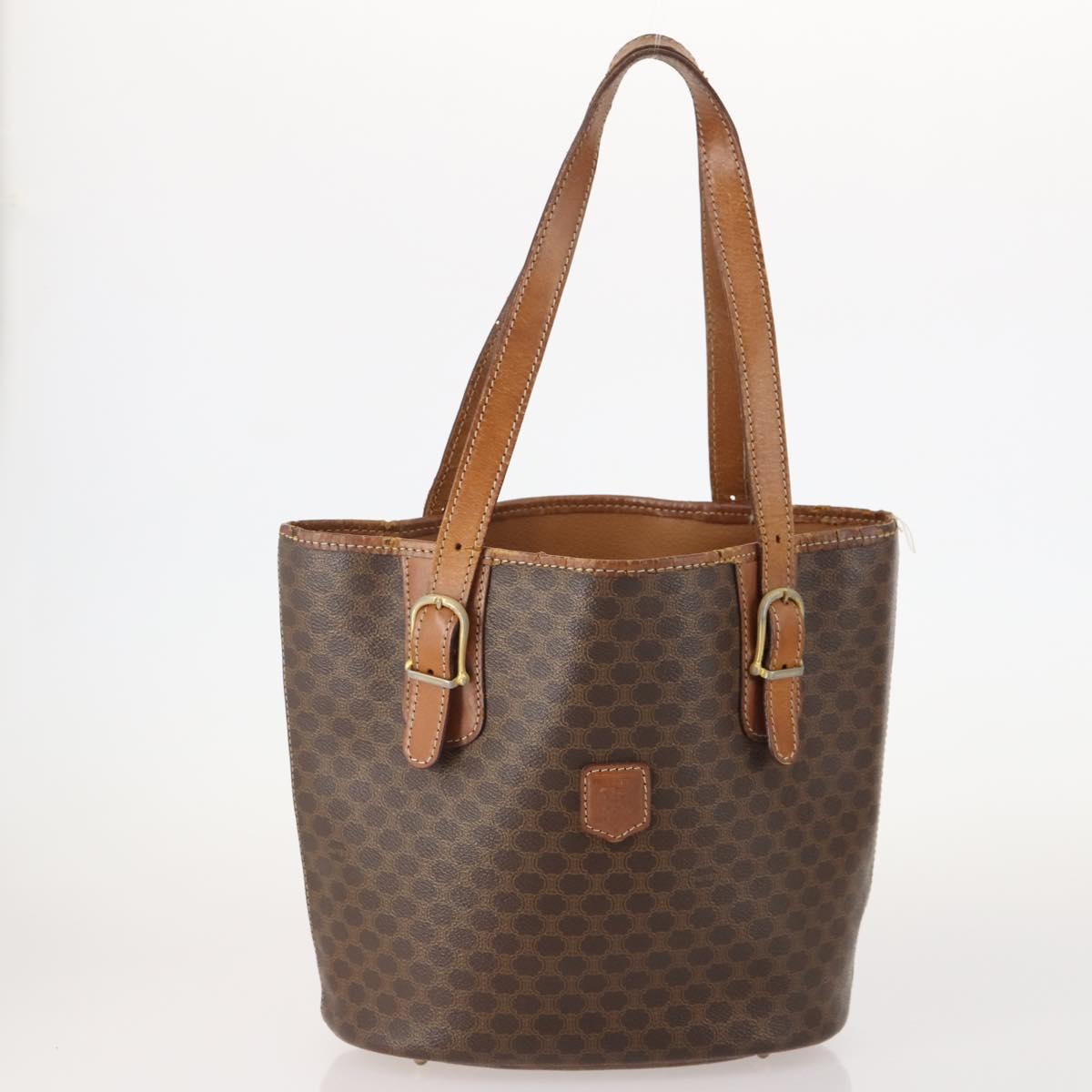 CELINE Macadam Canvas Shoulder Bag PVC Leather 2 Set Brown Auth am11453