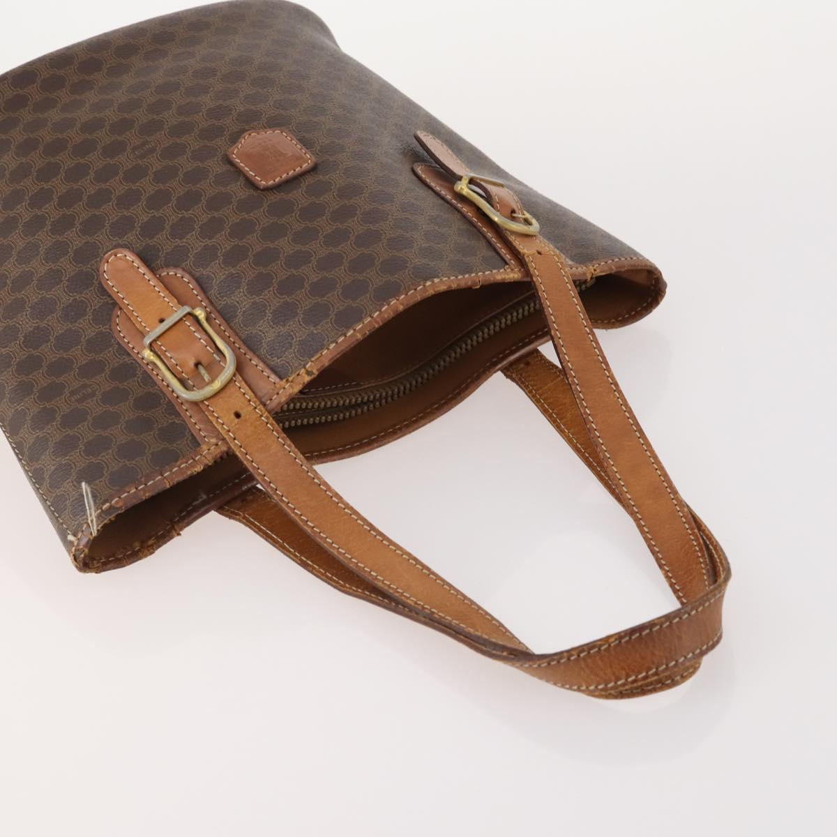 CELINE Macadam Canvas Shoulder Bag PVC Leather 2 Set Brown Auth am11453