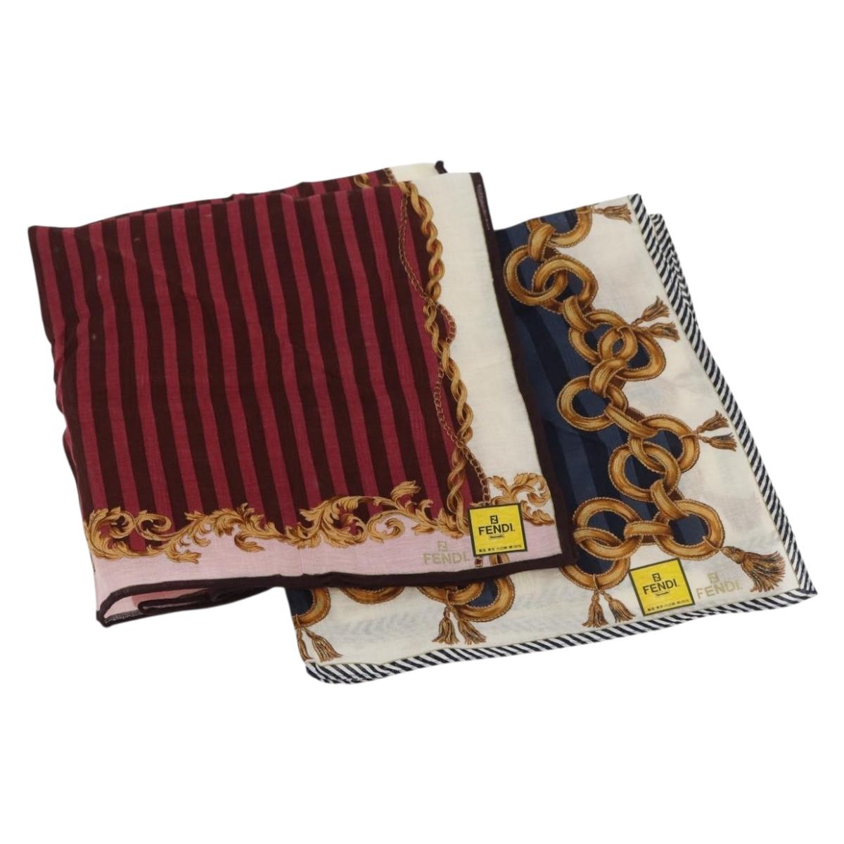 FENDI Handkerchief Cotton 2 Pieces set Red Blue Auth am11455A