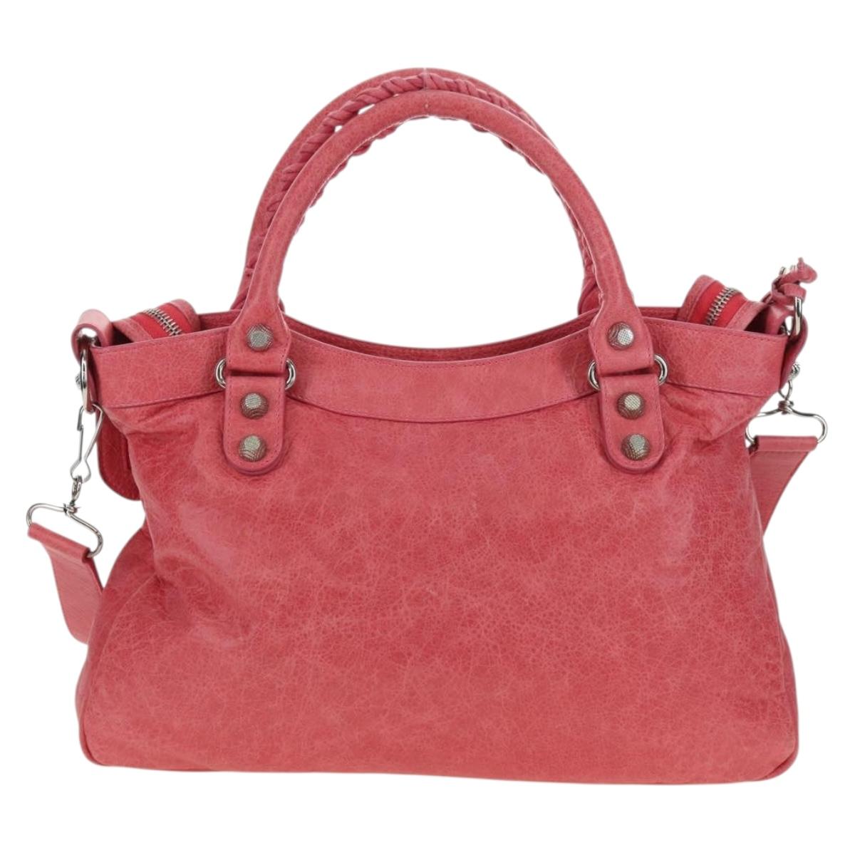BALENCIAGA Giant Town Hand Bag Leather 2way Pink 240578 Auth am11459SAV