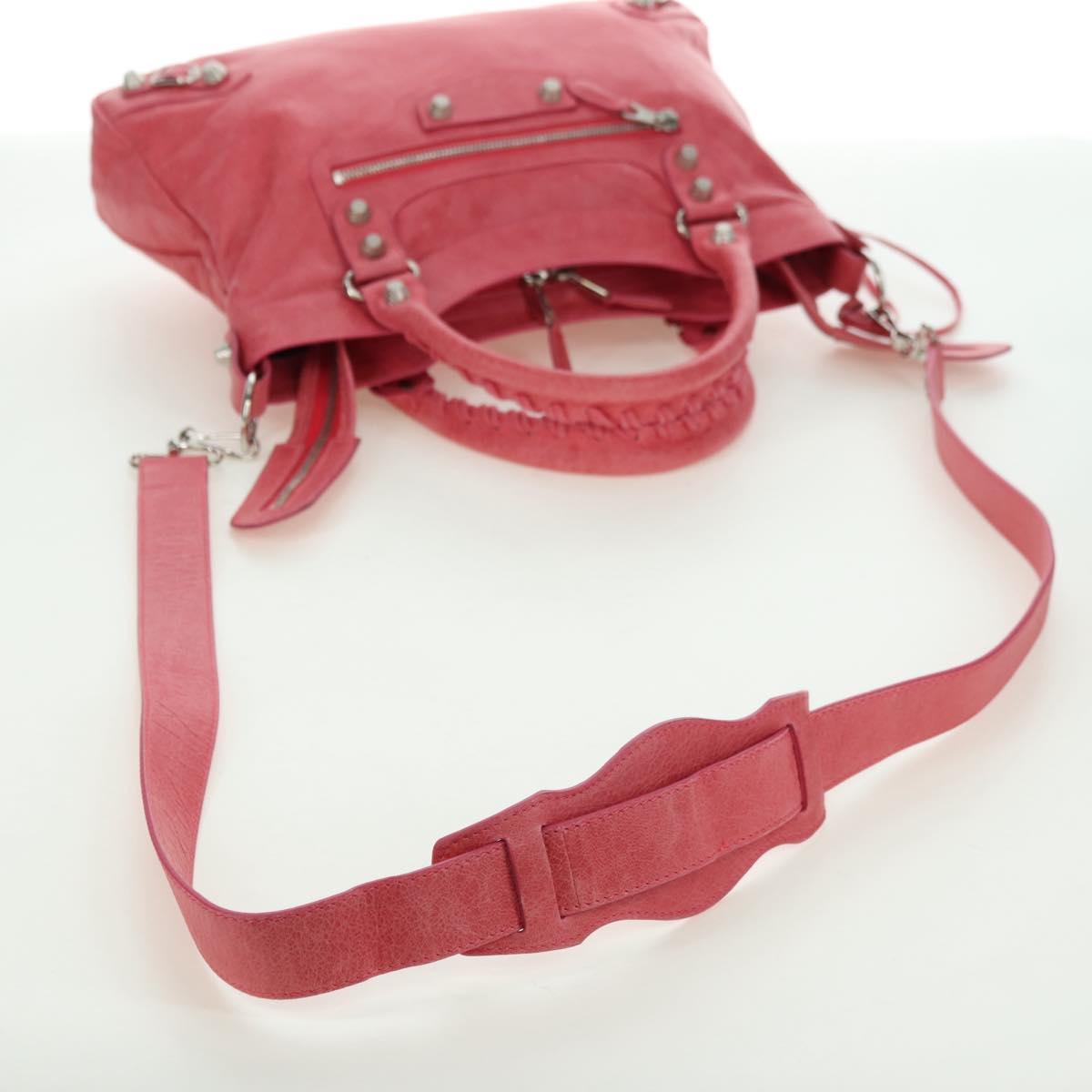 BALENCIAGA Giant Town Hand Bag Leather 2way Pink 240578 Auth am11459SAV