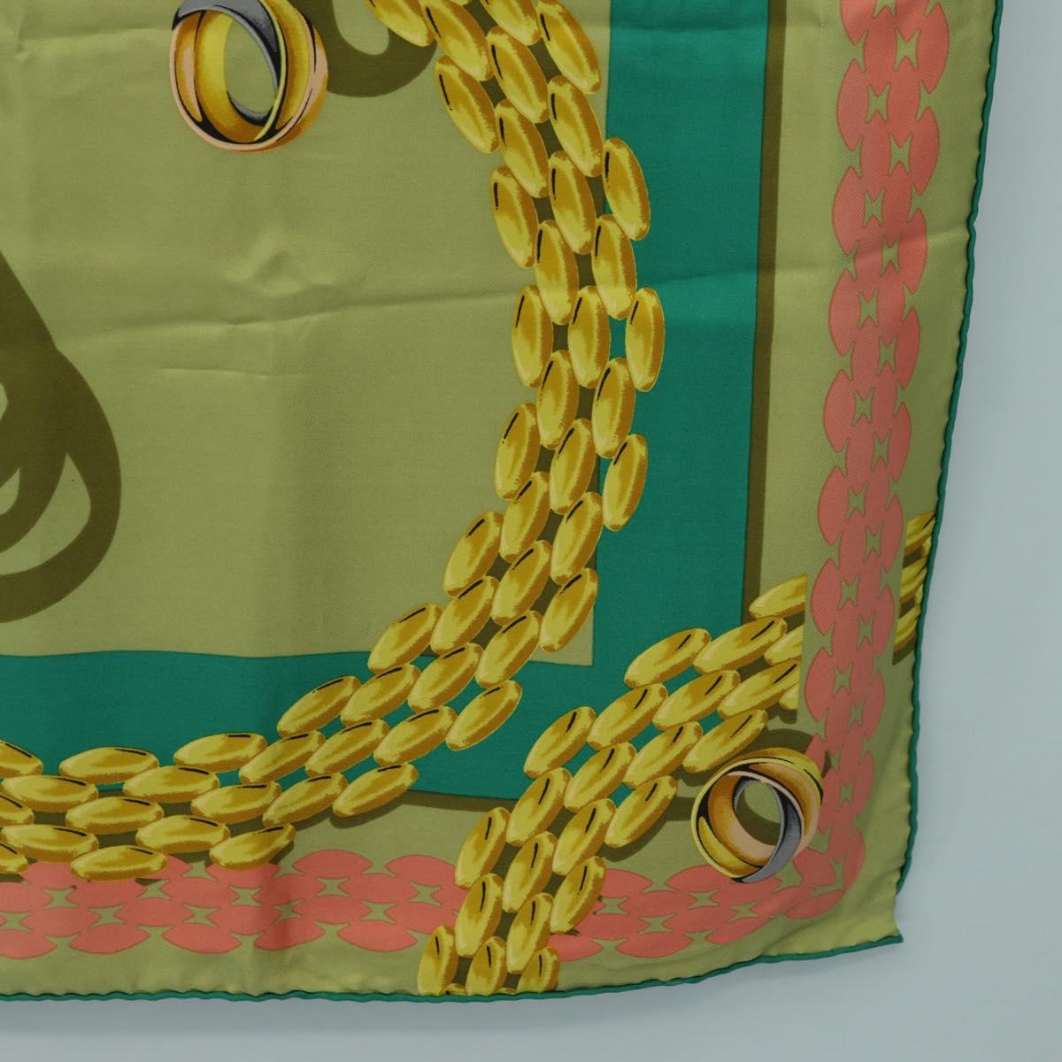 CARTIER Scarf Silk Khaki Auth am11464A