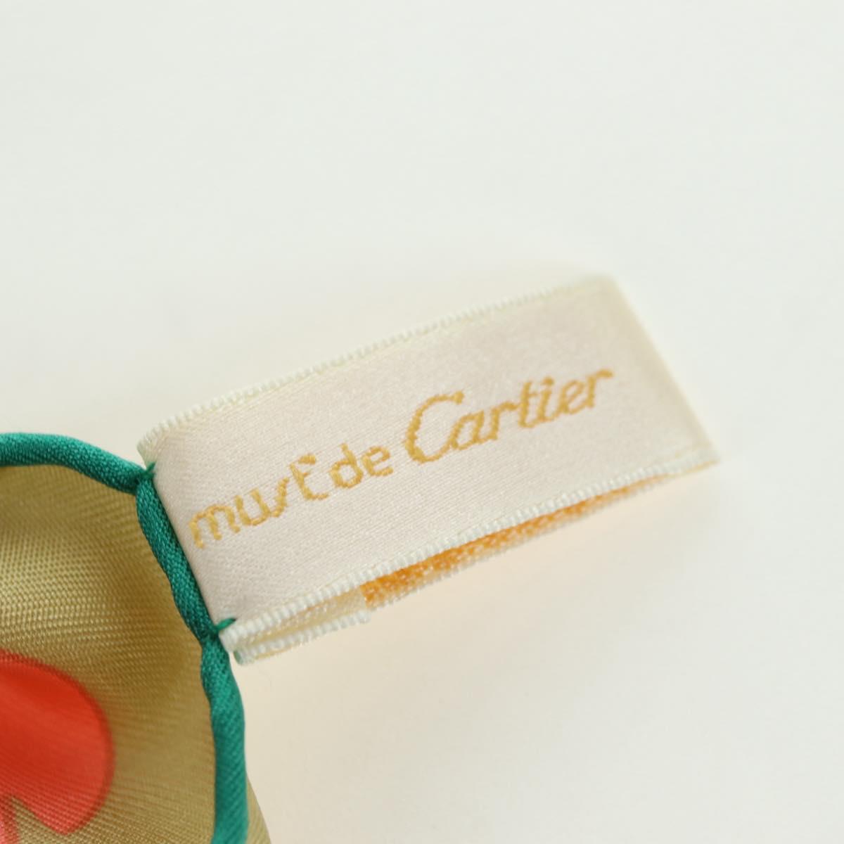 CARTIER Scarf Silk Khaki Auth am11464A