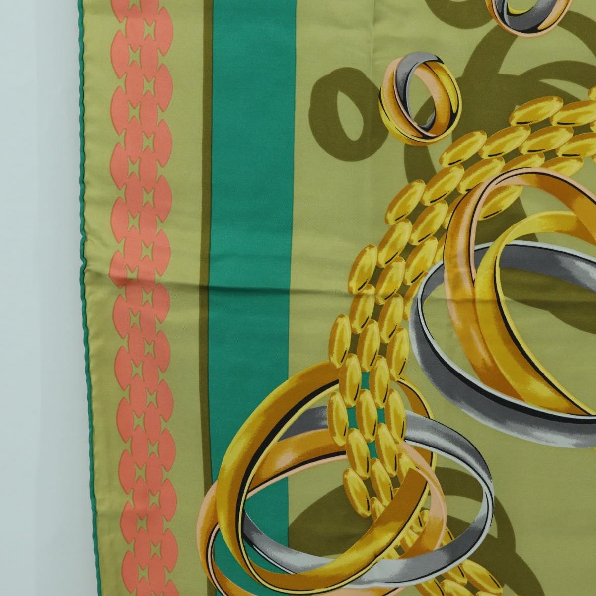 CARTIER Scarf Silk Khaki Auth am11464A