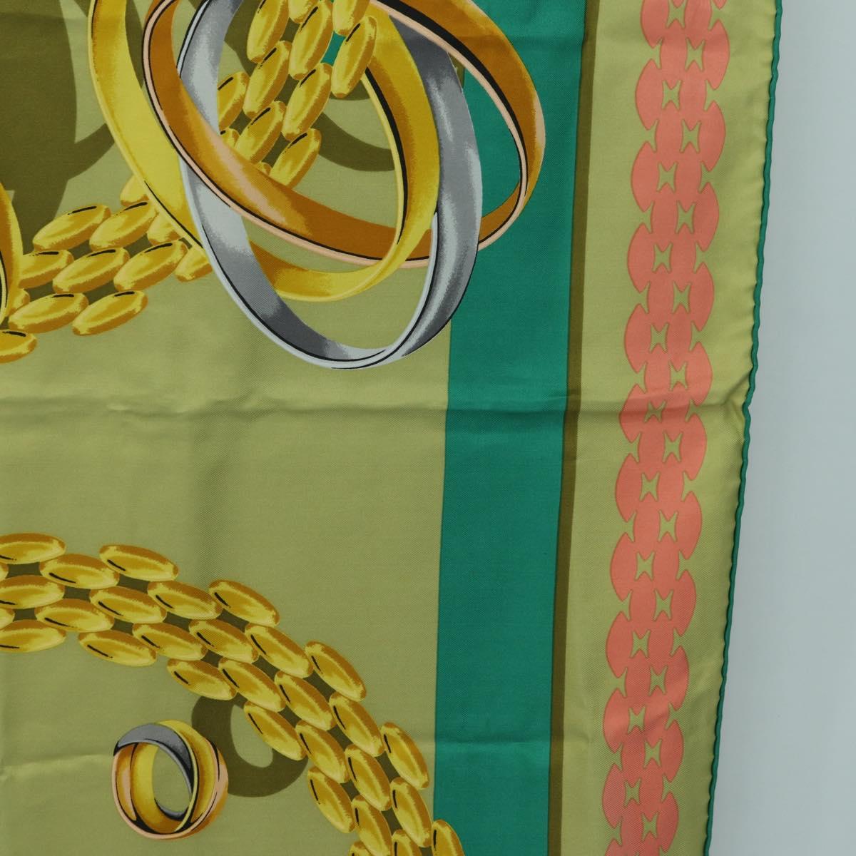 CARTIER Scarf Silk Khaki Auth am11464A