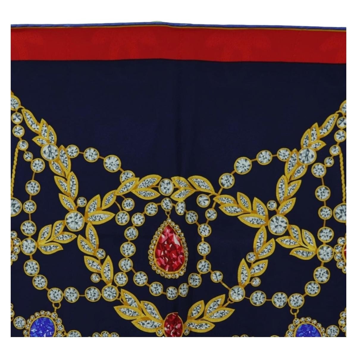CARTIER Scarf Silk Red Navy Auth am11465V