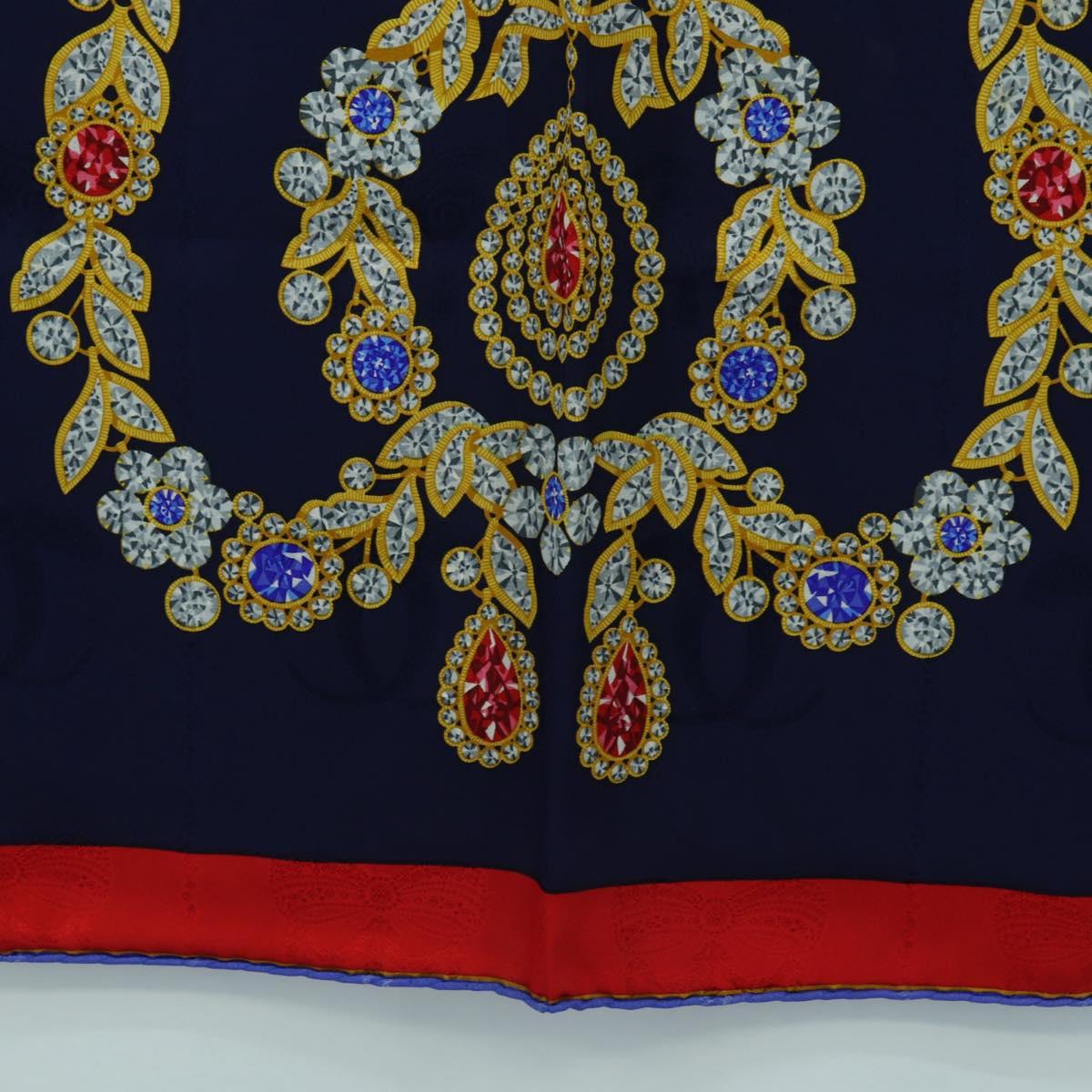 CARTIER Scarf Silk Red Navy Auth am11465V