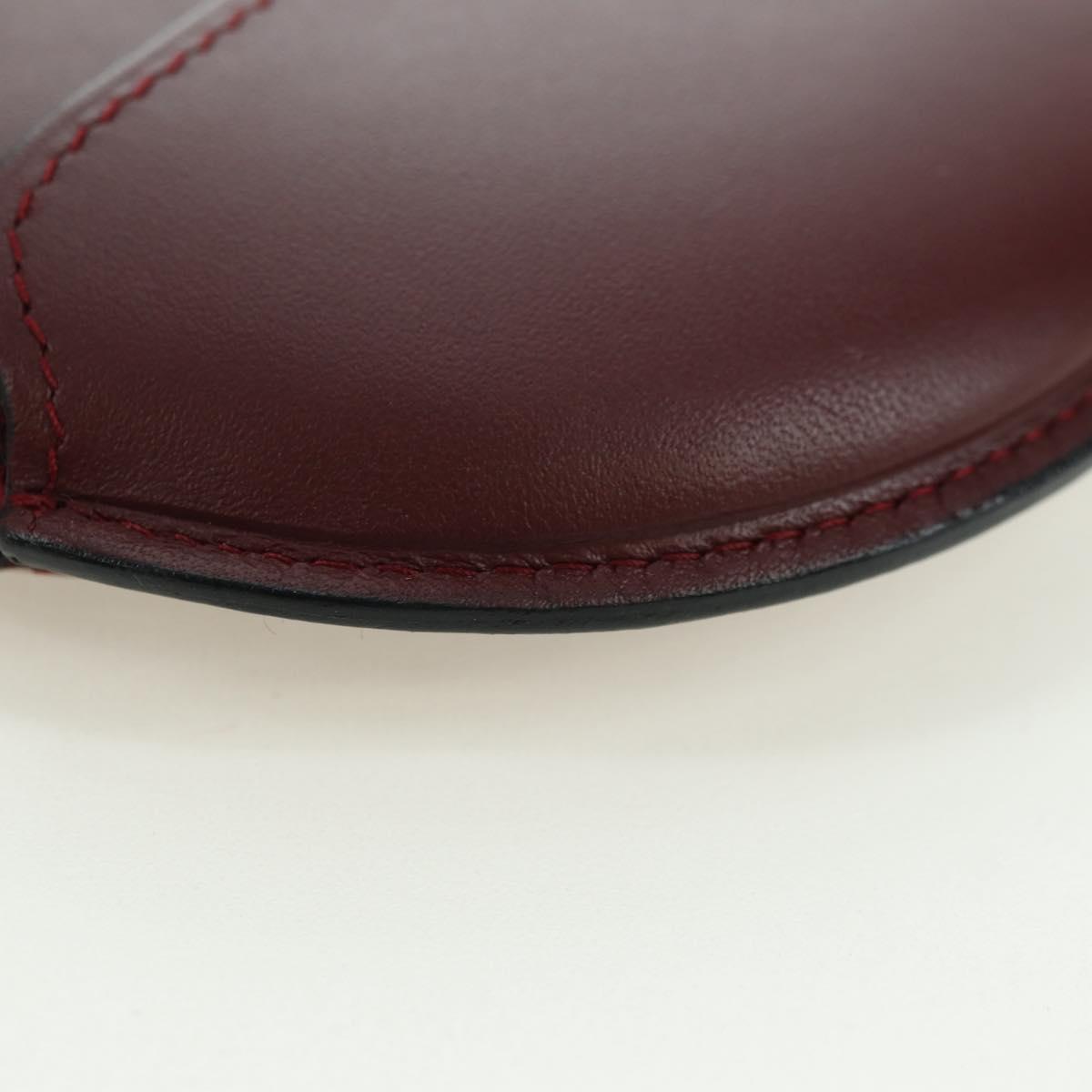 CARTIER Must Line Coin Purse Leather Bordeaux Gold Auth am11475V
