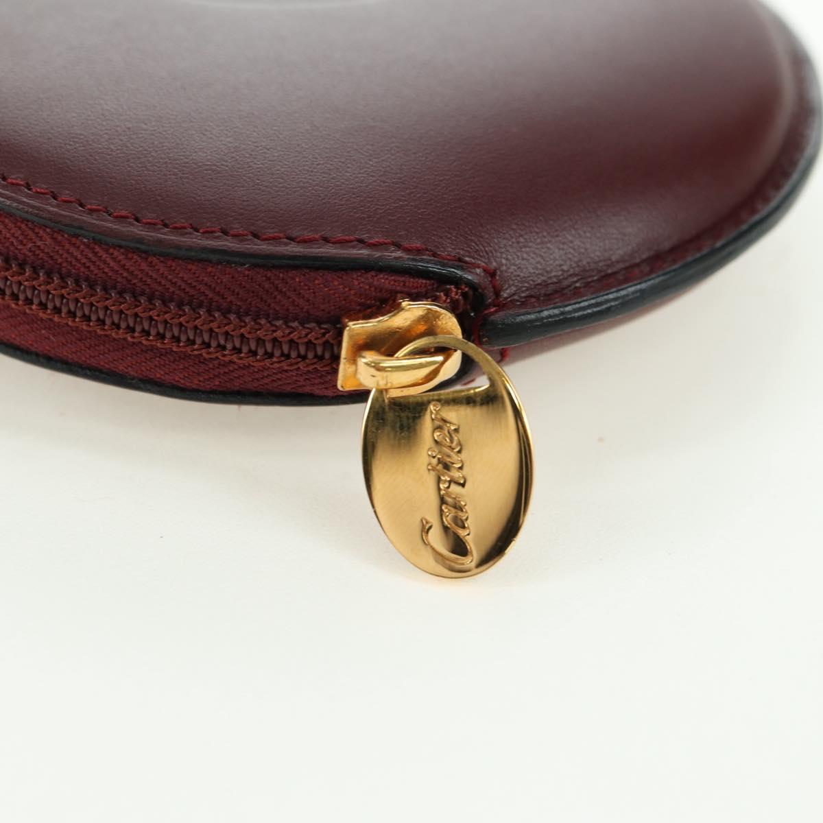 CARTIER Must Line Coin Purse Leather Bordeaux Gold Auth am11475V