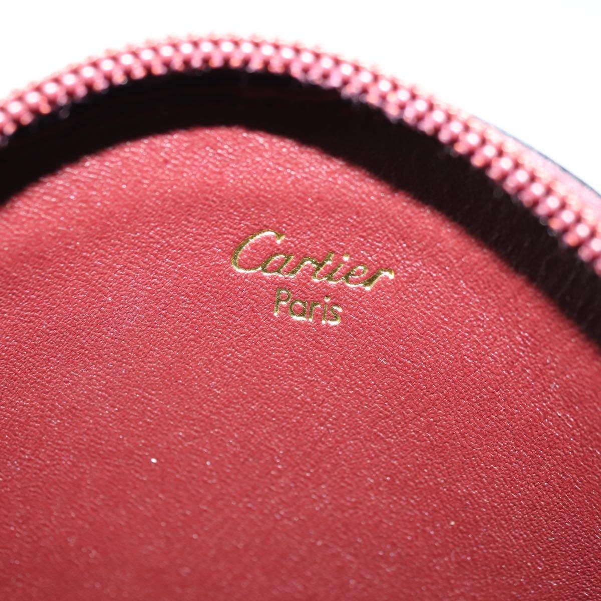 CARTIER Must Line Coin Purse Leather Bordeaux Gold Auth am11475V