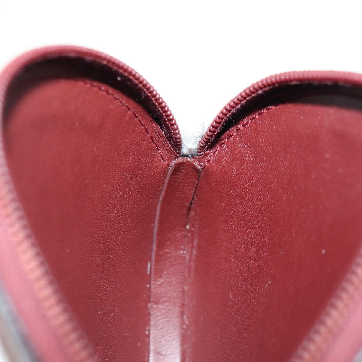 CARTIER Must Line Coin Purse Leather Bordeaux Gold Auth am11475V