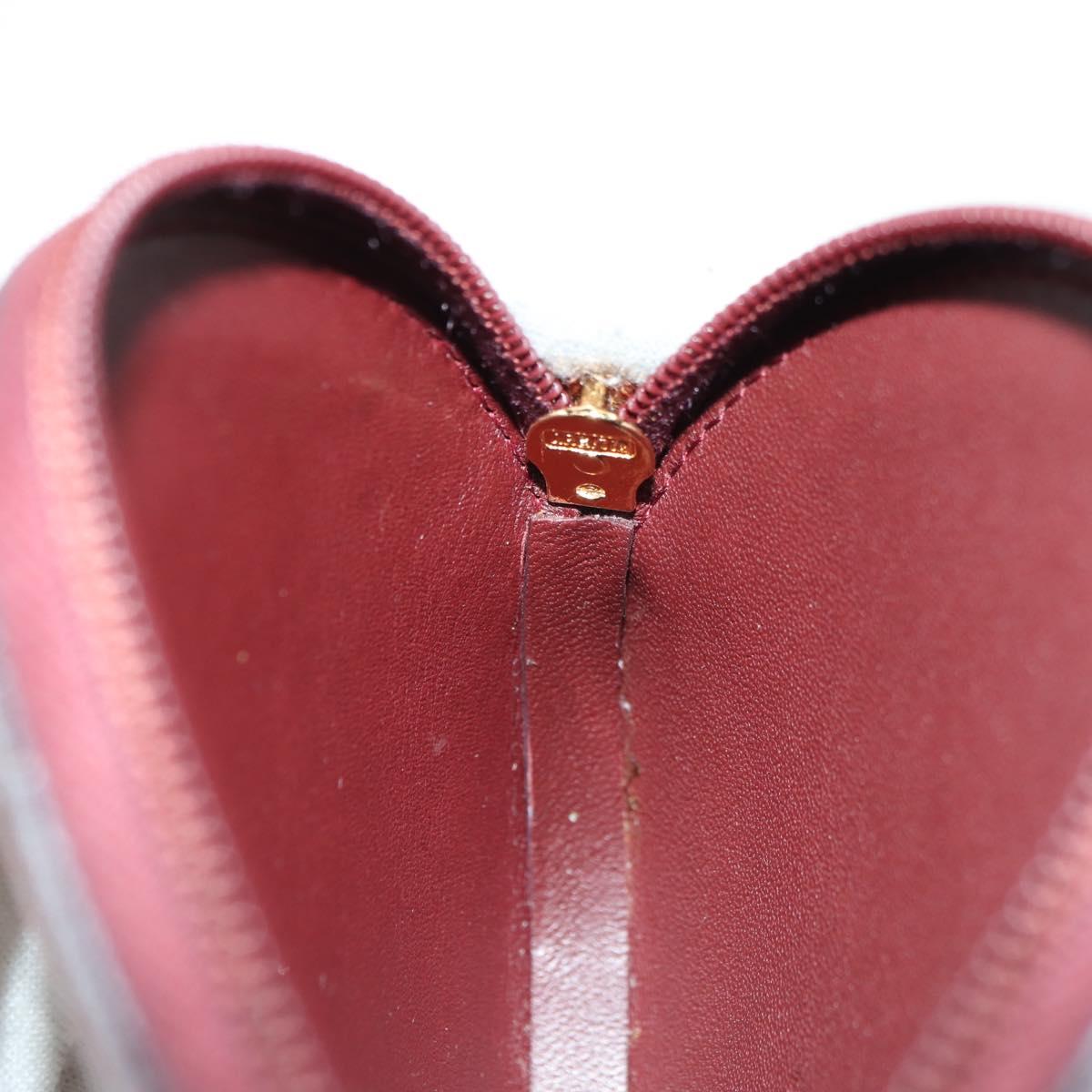 CARTIER Must Line Coin Purse Leather Bordeaux Gold Auth am11475V