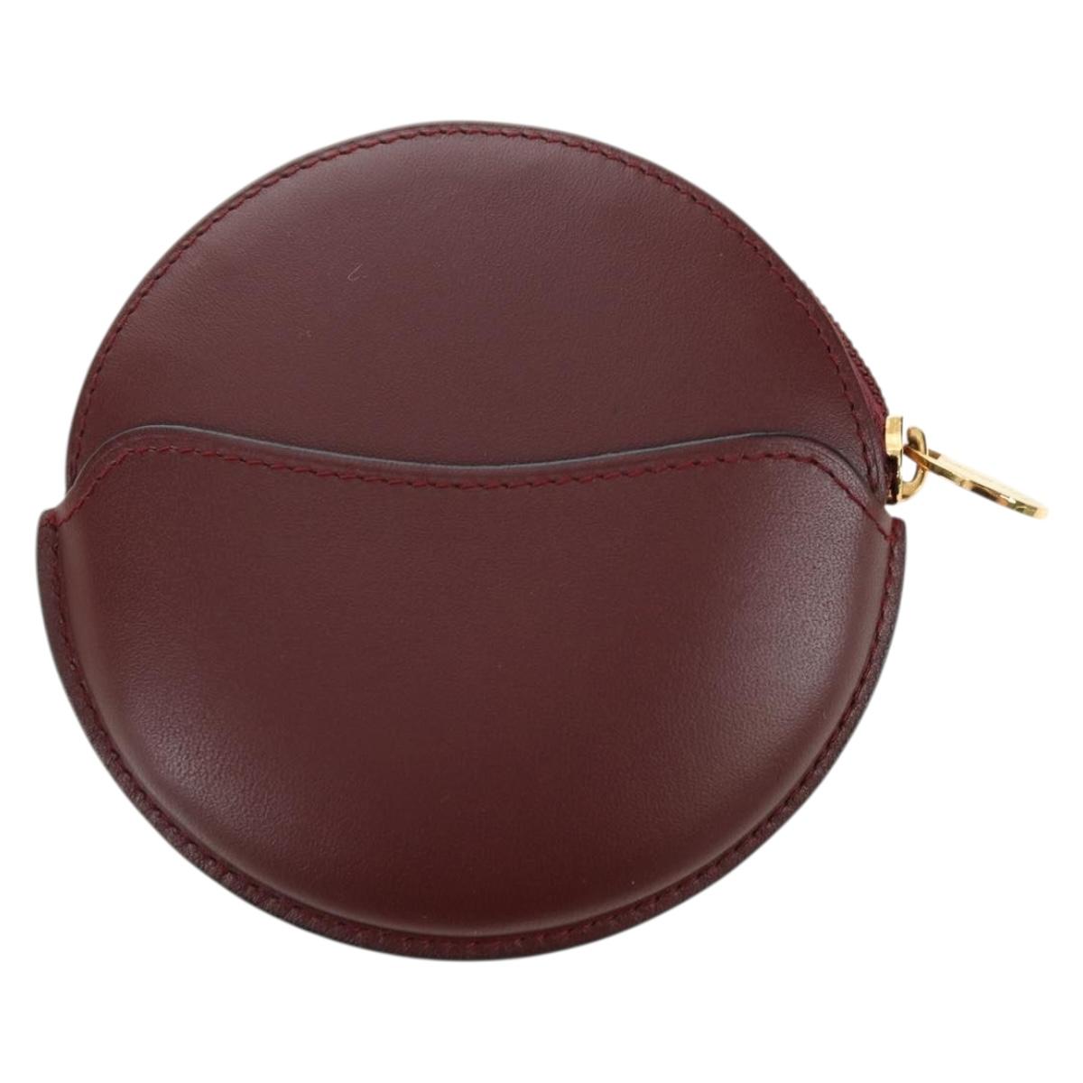 CARTIER Must Line Coin Purse Leather Bordeaux Gold Auth am11475V