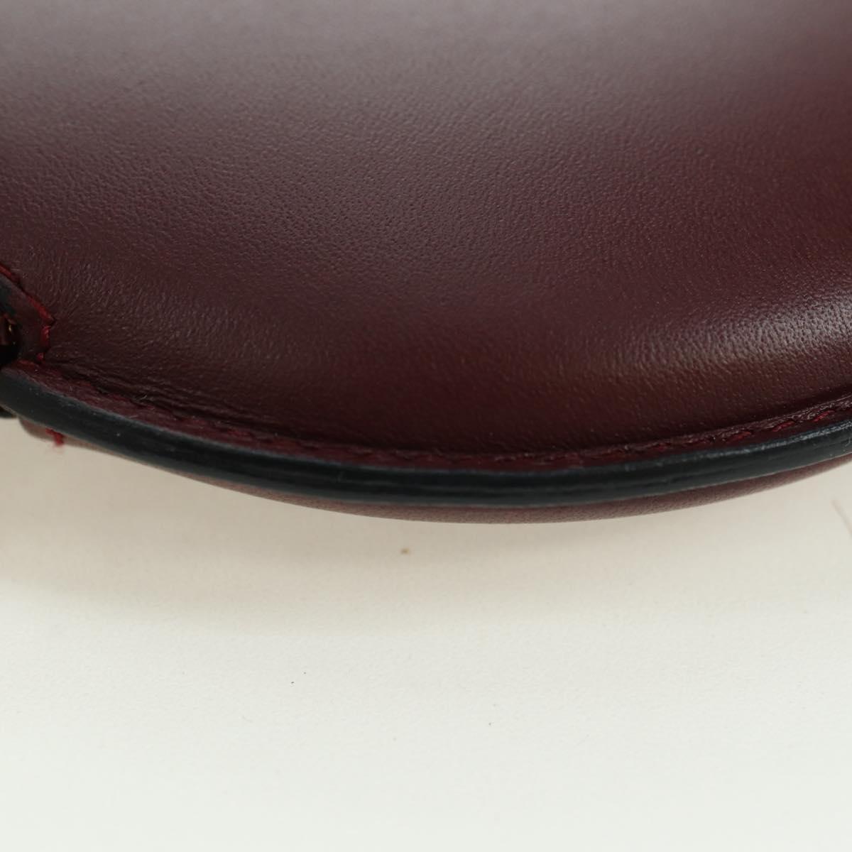 CARTIER Must Line Coin Purse Leather Bordeaux Gold Auth am11475V