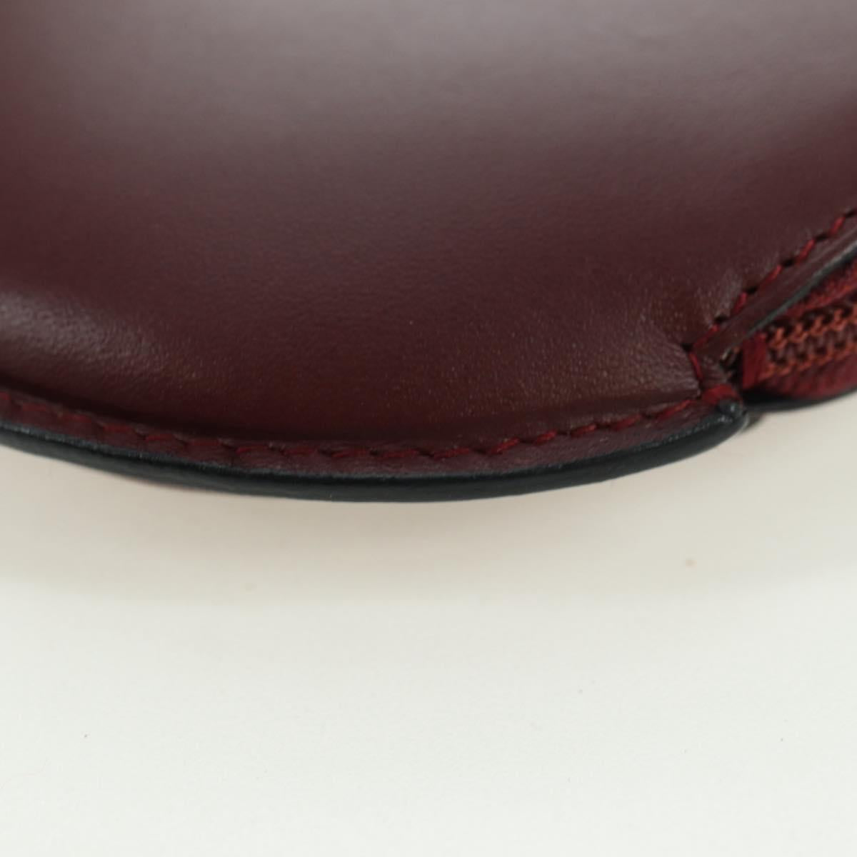 CARTIER Must Line Coin Purse Leather Bordeaux Gold Auth am11475V