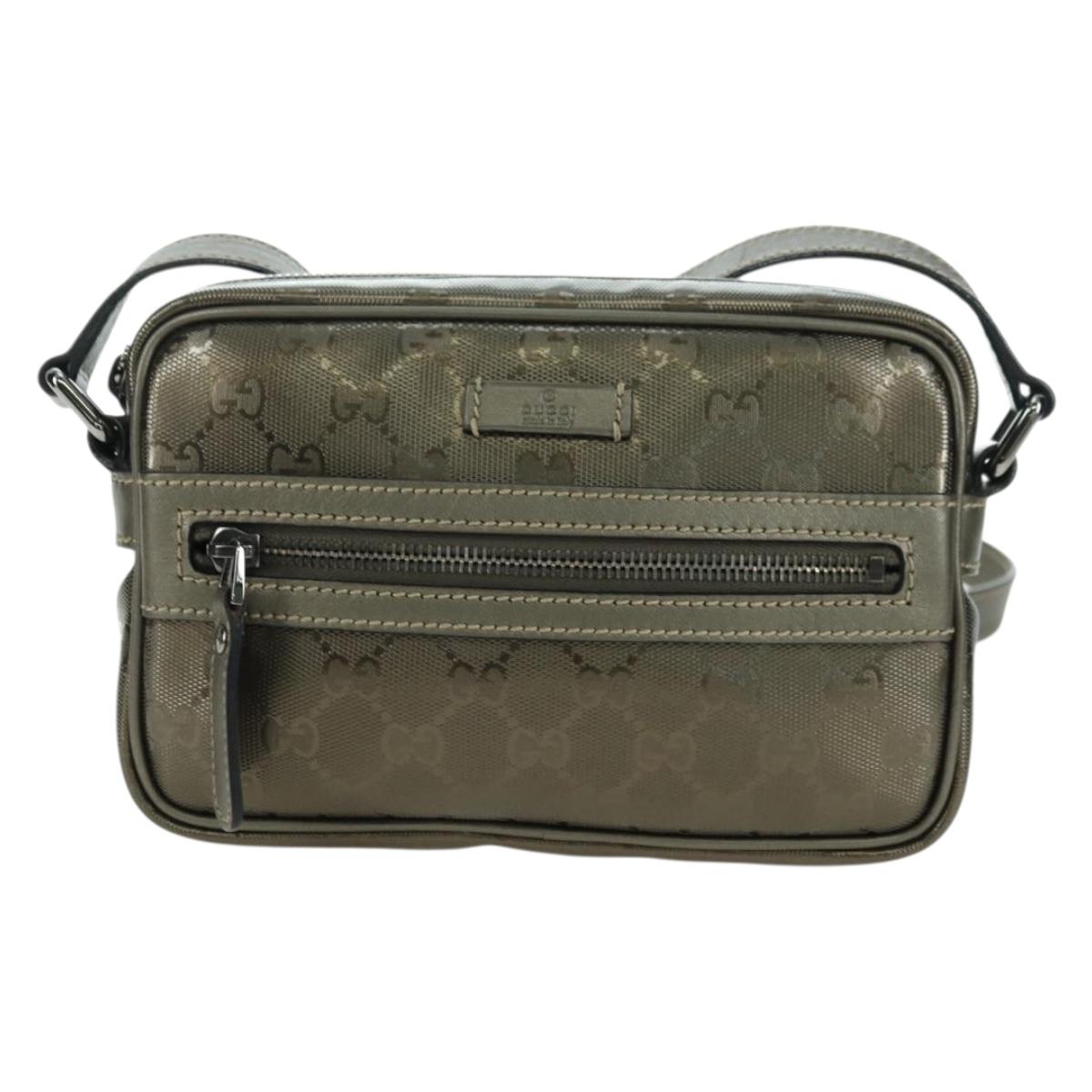 GUCCI GG Implementation Shoulder Bag PVC Gray Silver 201447 Auth am11476V