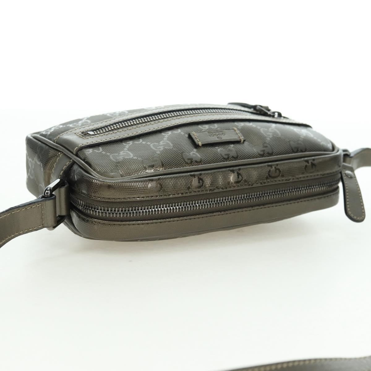 GUCCI GG Implementation Shoulder Bag PVC Gray Silver 201447 Auth am11476V