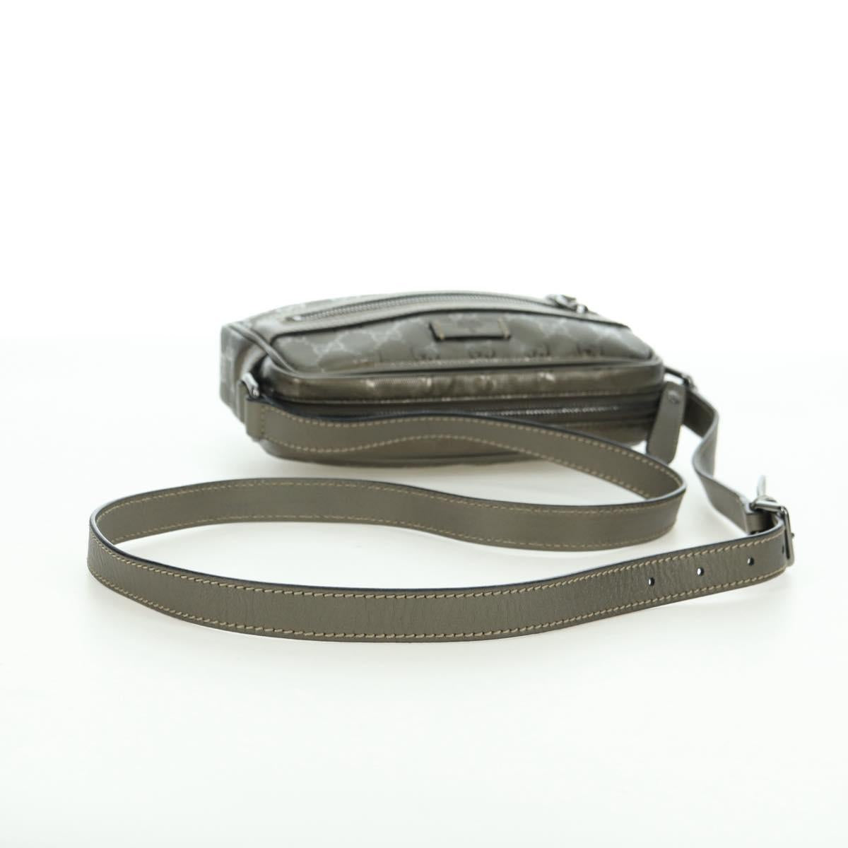 GUCCI GG Implementation Shoulder Bag PVC Gray Silver 201447 Auth am11476V