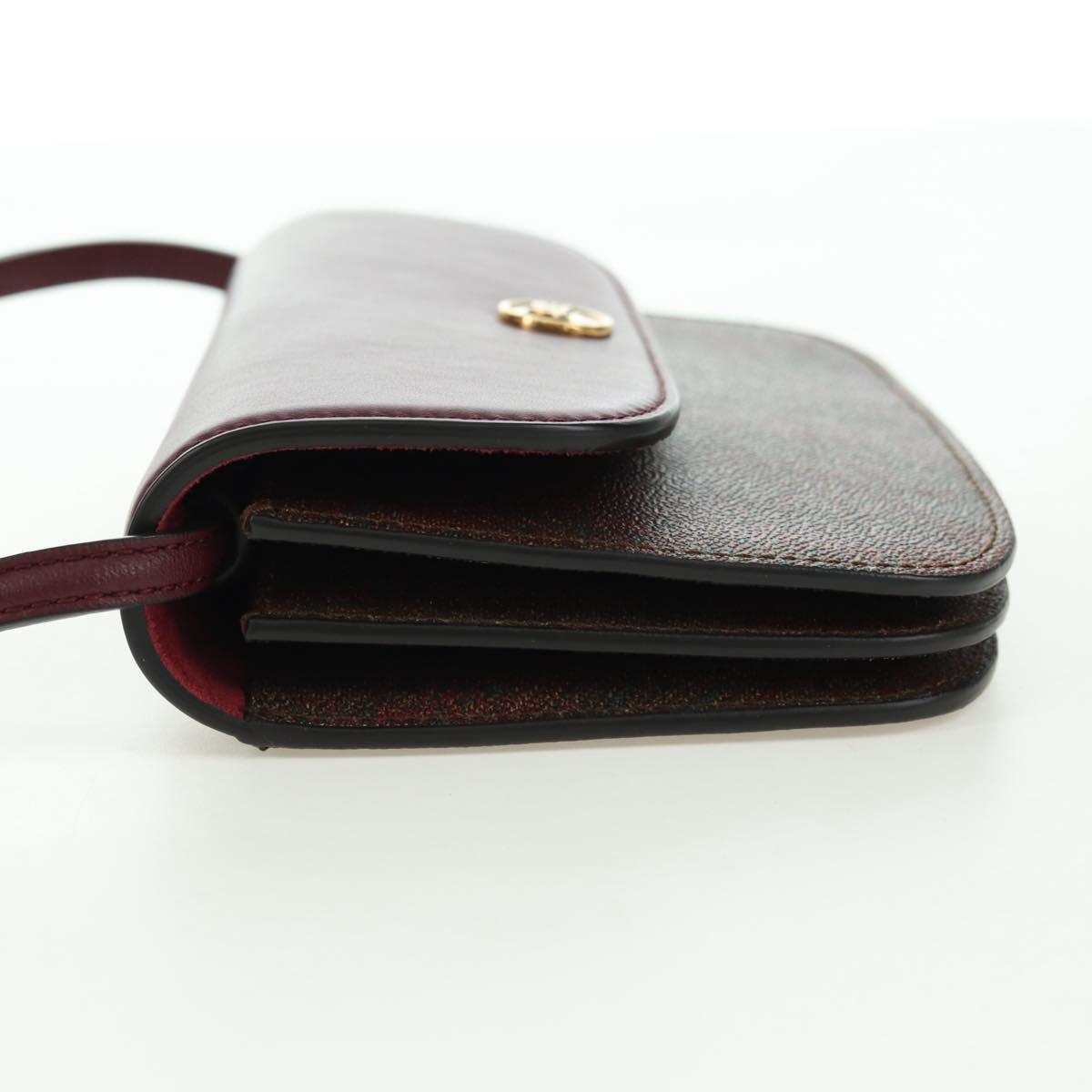 ETRO Paisley Shoulder Bag PVC Leather Gold Bordeaux Auth am11482V