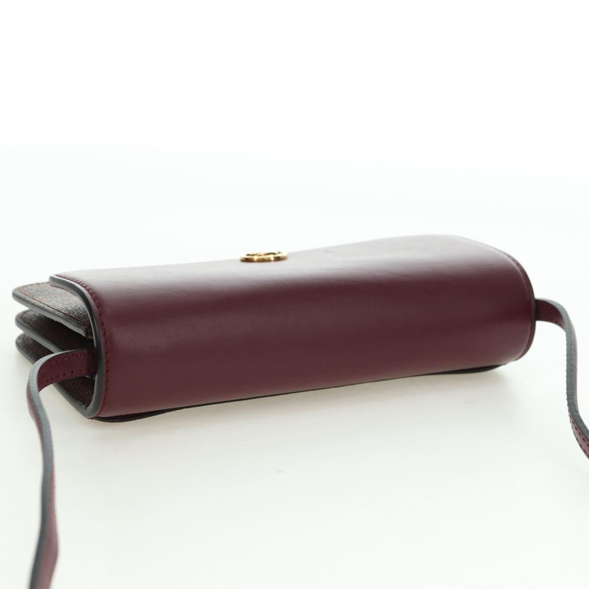 ETRO Paisley Shoulder Bag PVC Leather Gold Bordeaux Auth am11482V