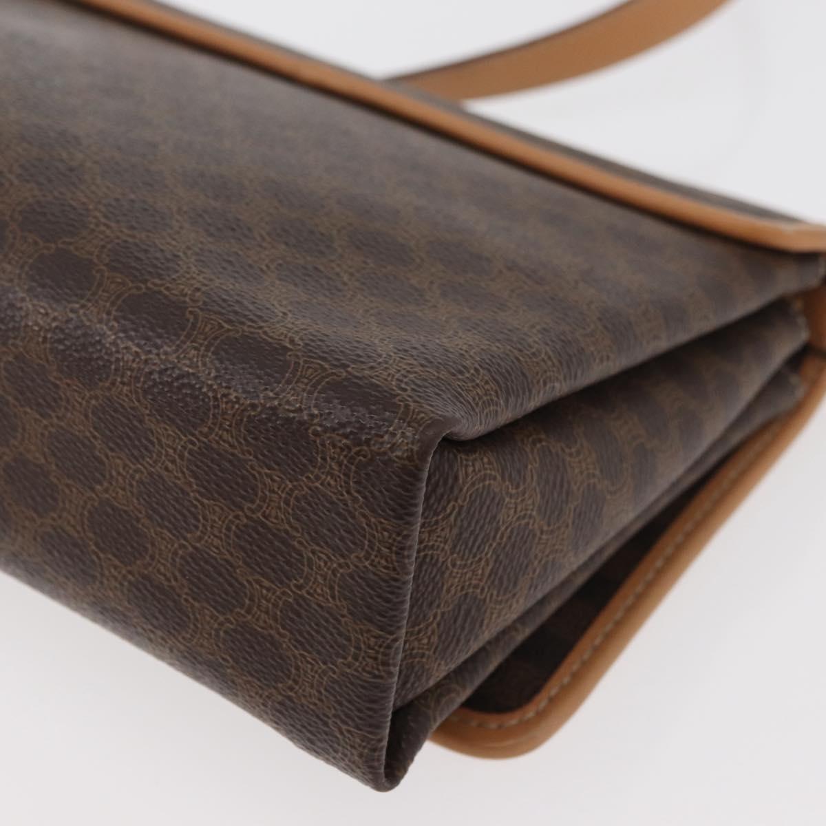 CELINE Macadam Canvas Shoulder Bag PVC Leather Brown Gold Auth am11484A