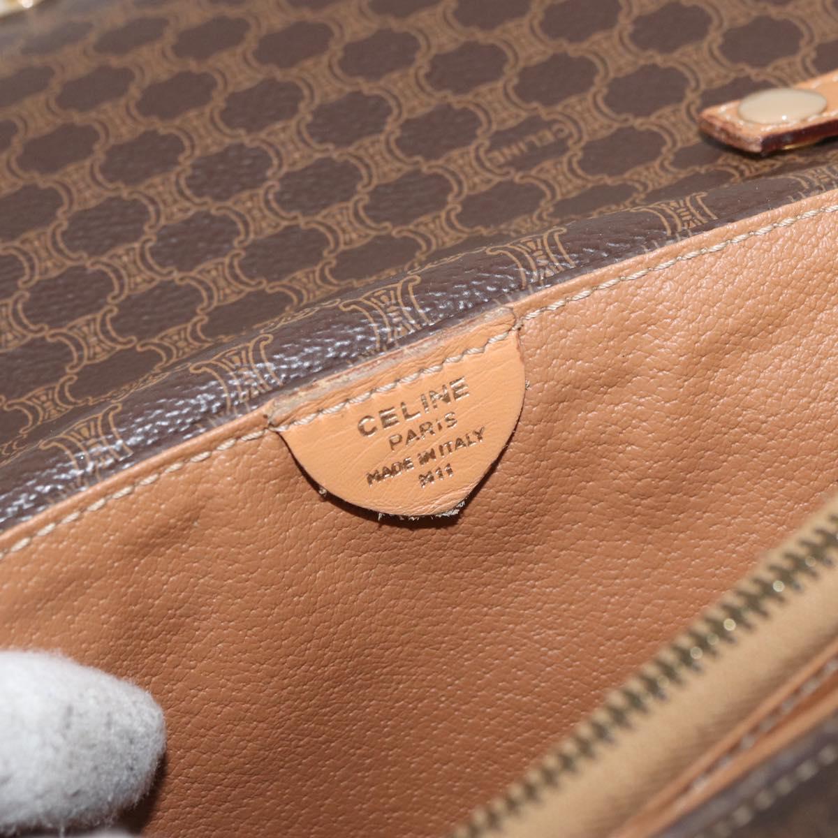 CELINE Macadam Canvas Shoulder Bag PVC Leather Brown Gold Auth am11484A
