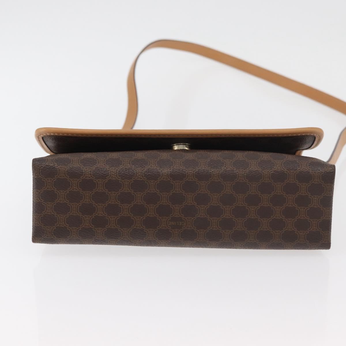 CELINE Macadam Canvas Shoulder Bag PVC Leather Brown Gold Auth am11484A