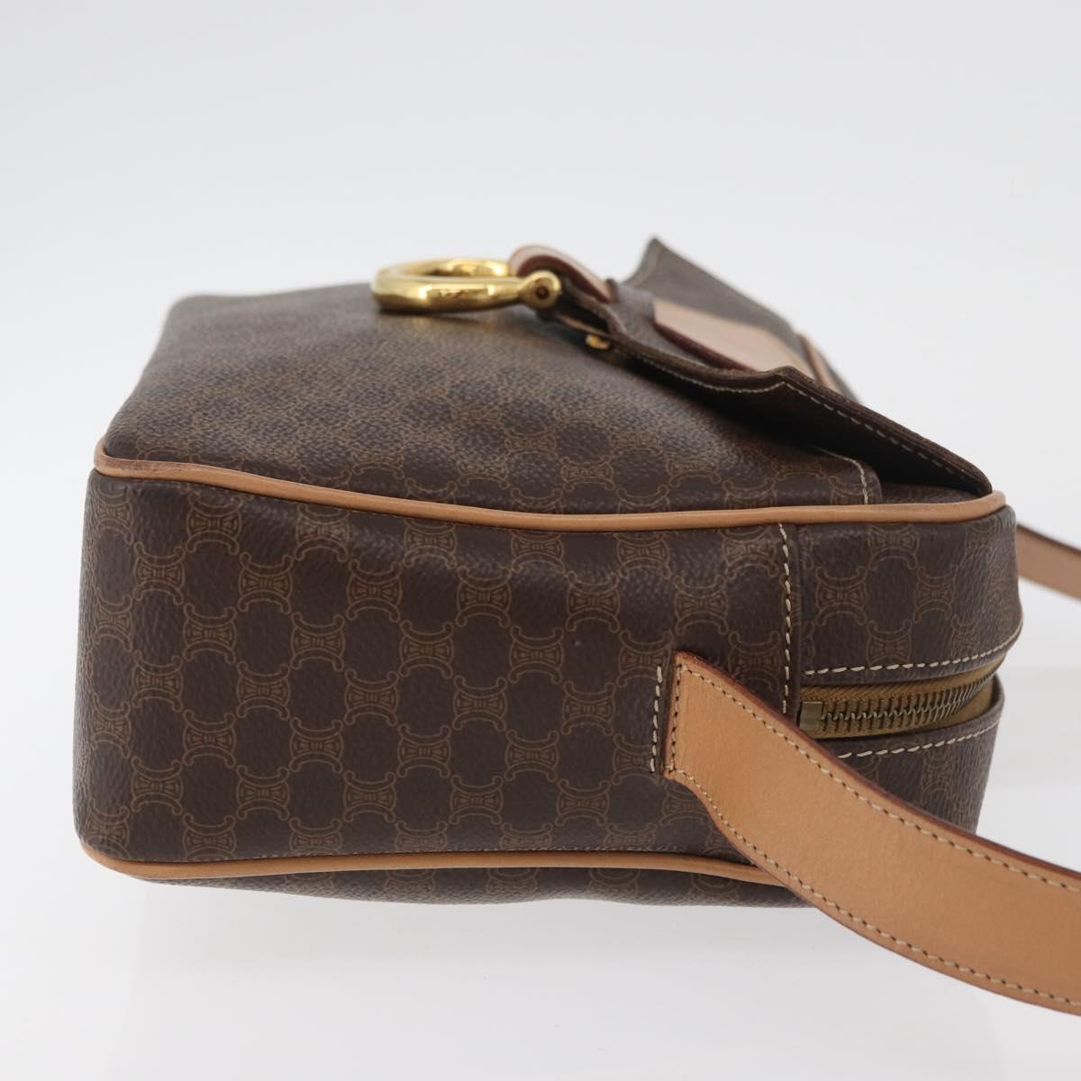 CELINE Macadam Canvas Shoulder Bag PVC Leather Brown Gold Auth am11493A